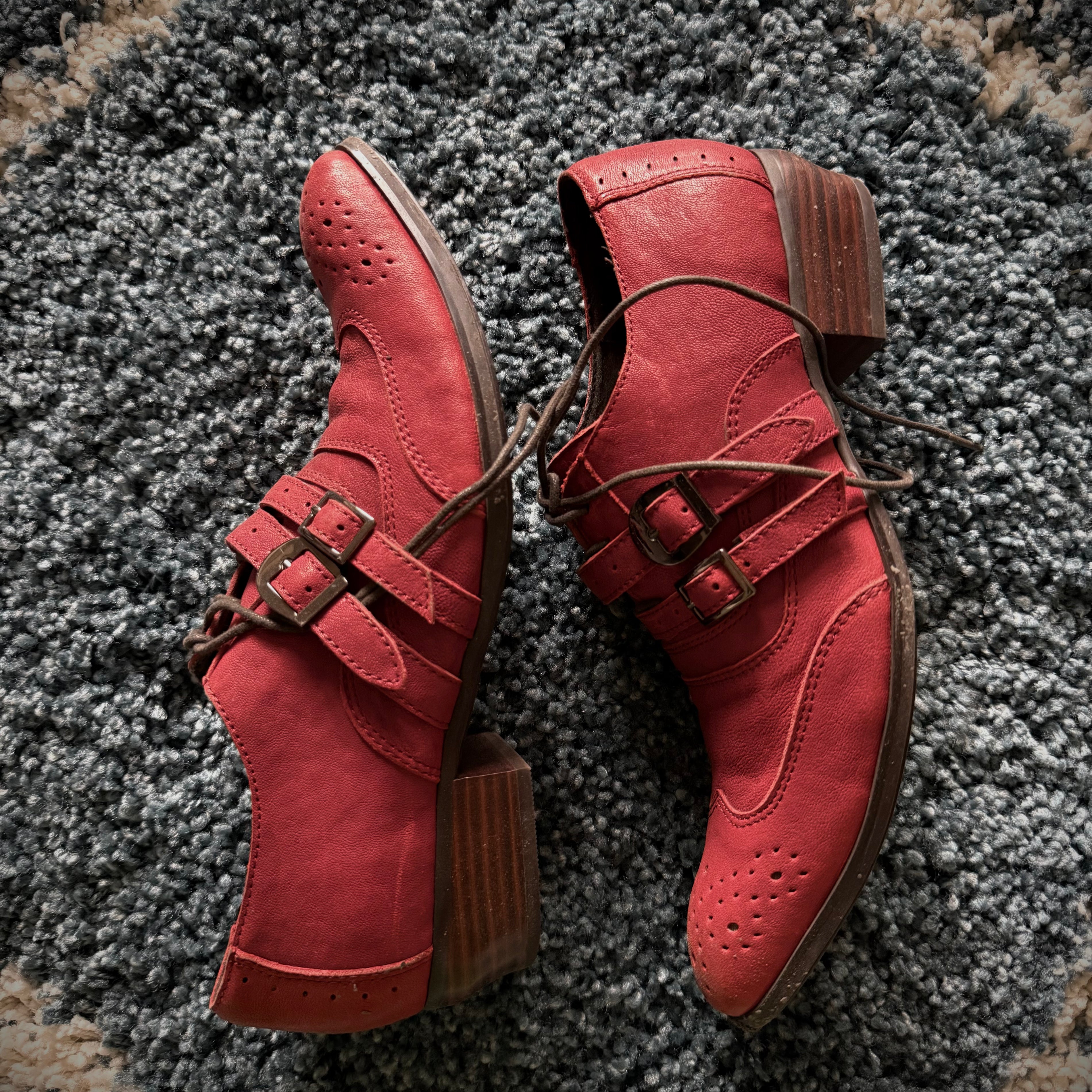 Michel Klein red pointed leather boots