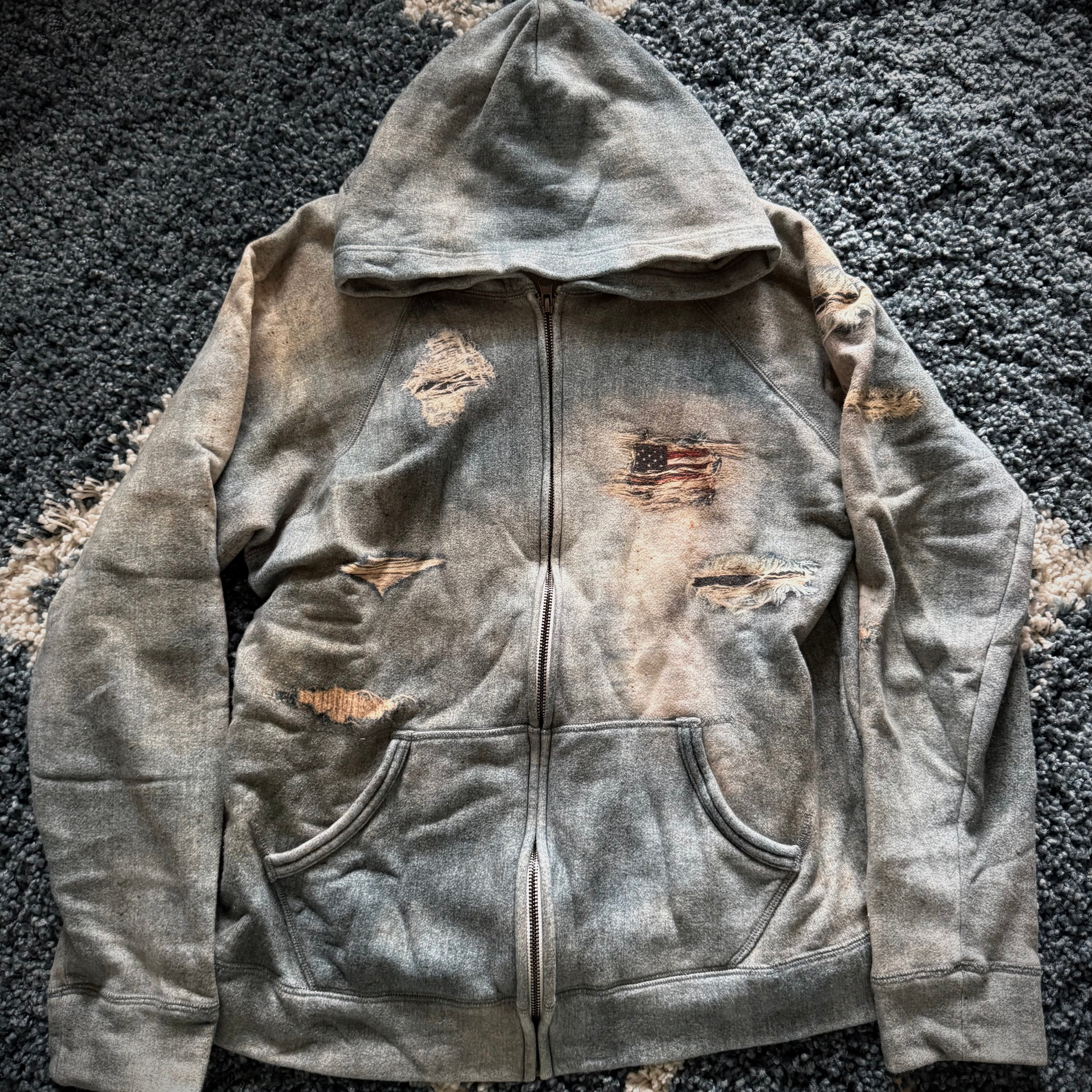 Jack Rose mud washed denim print jacket