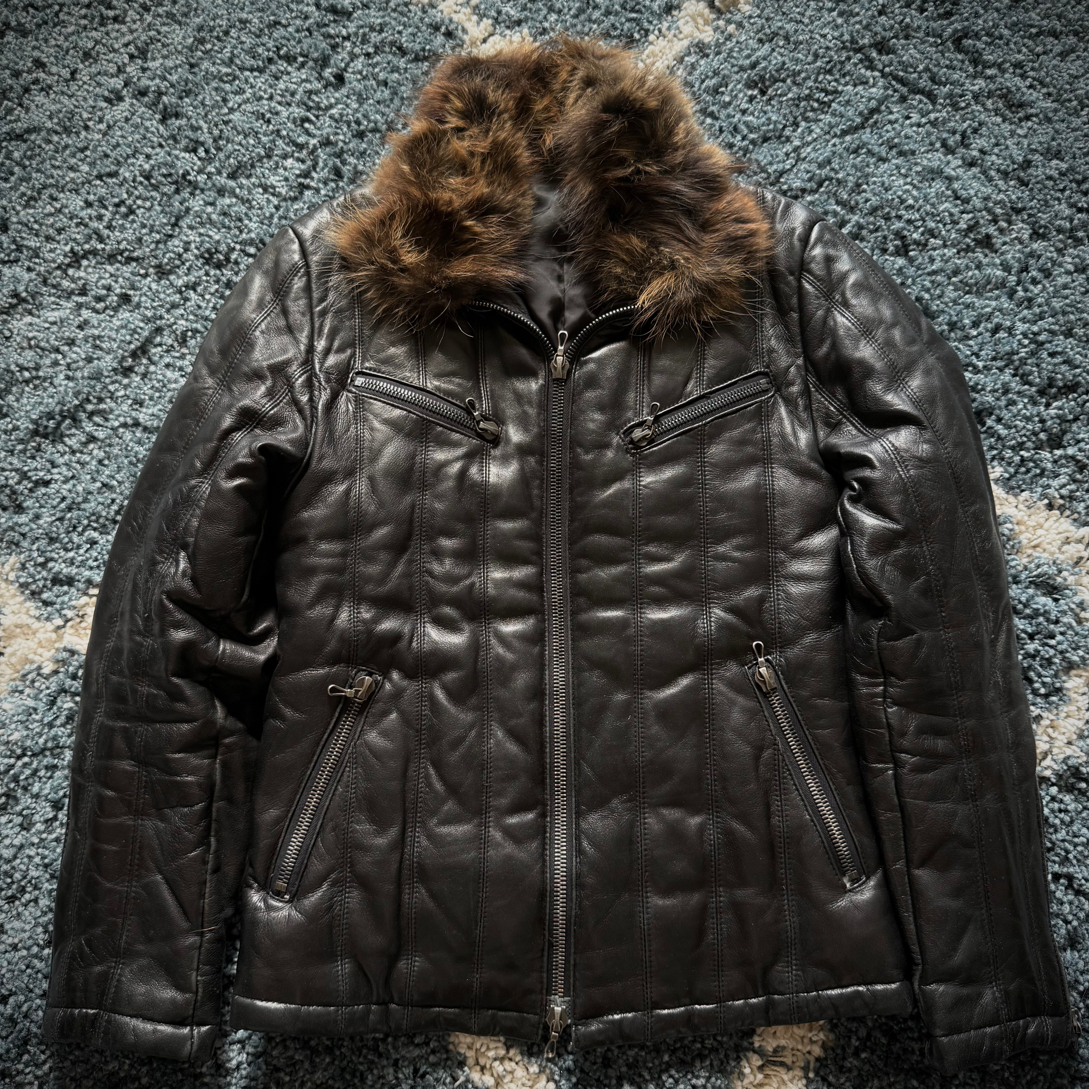 Shellac Raccoon Fur leather puffer