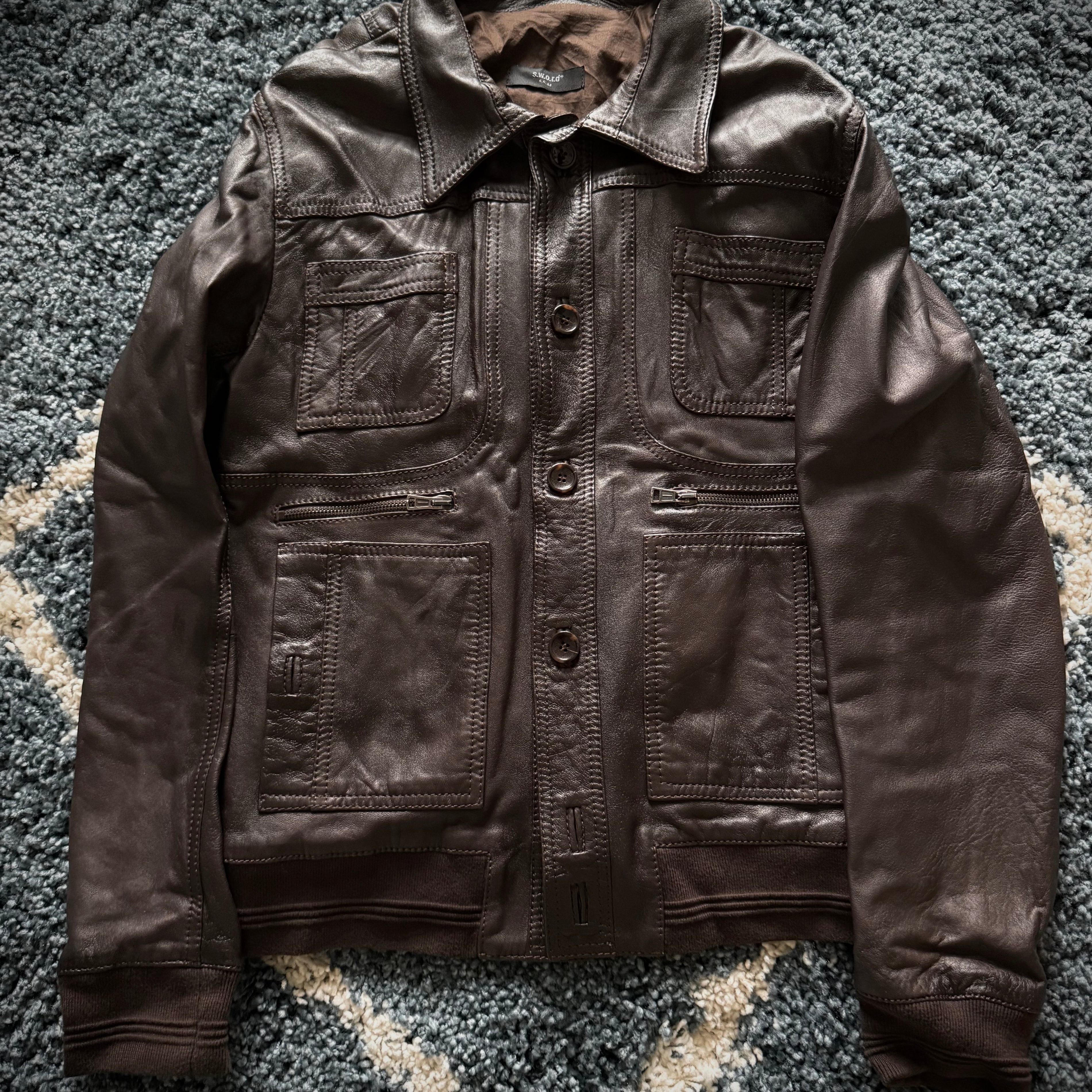 Sword Scar stitched leather jacket