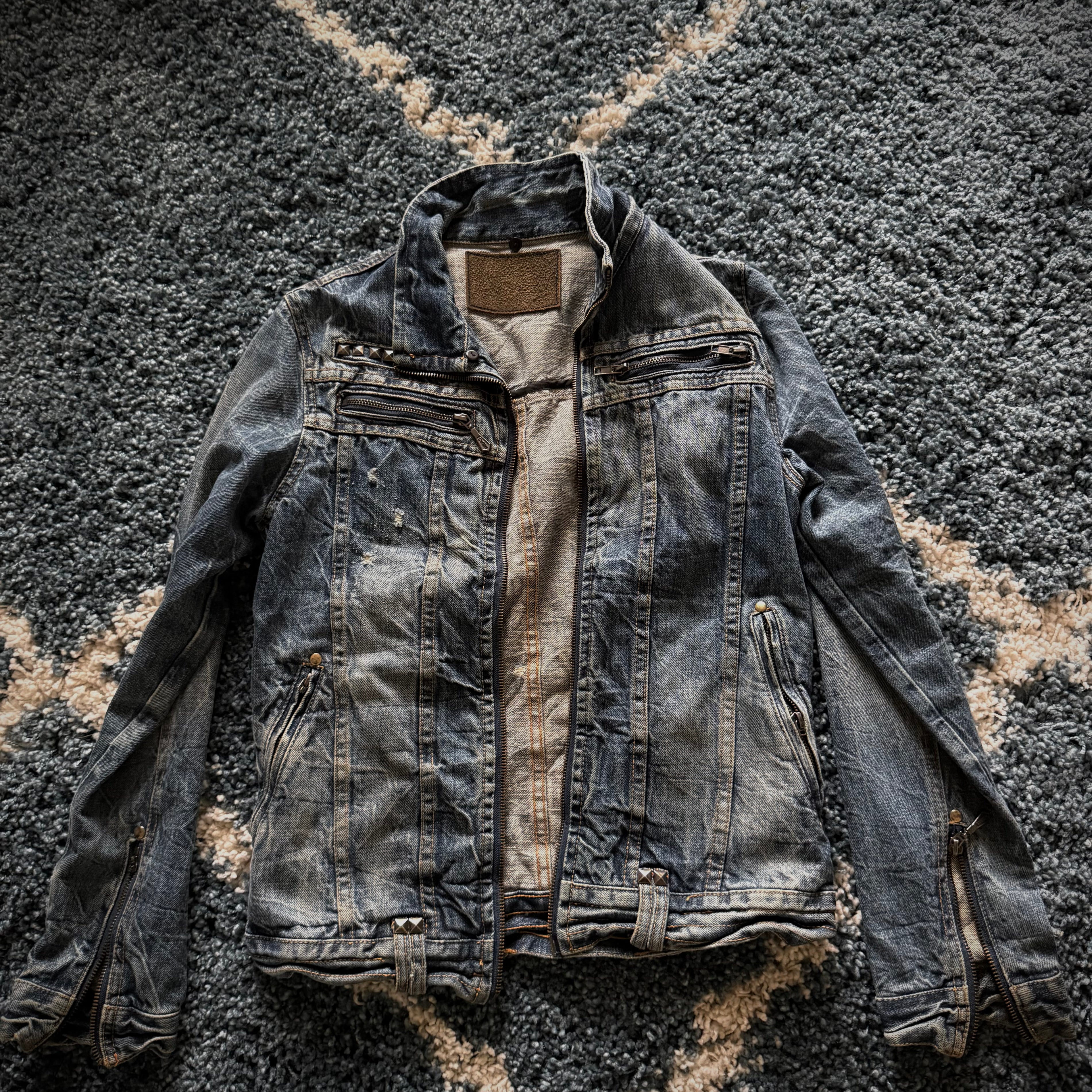 Midas studded distressed denim jacket