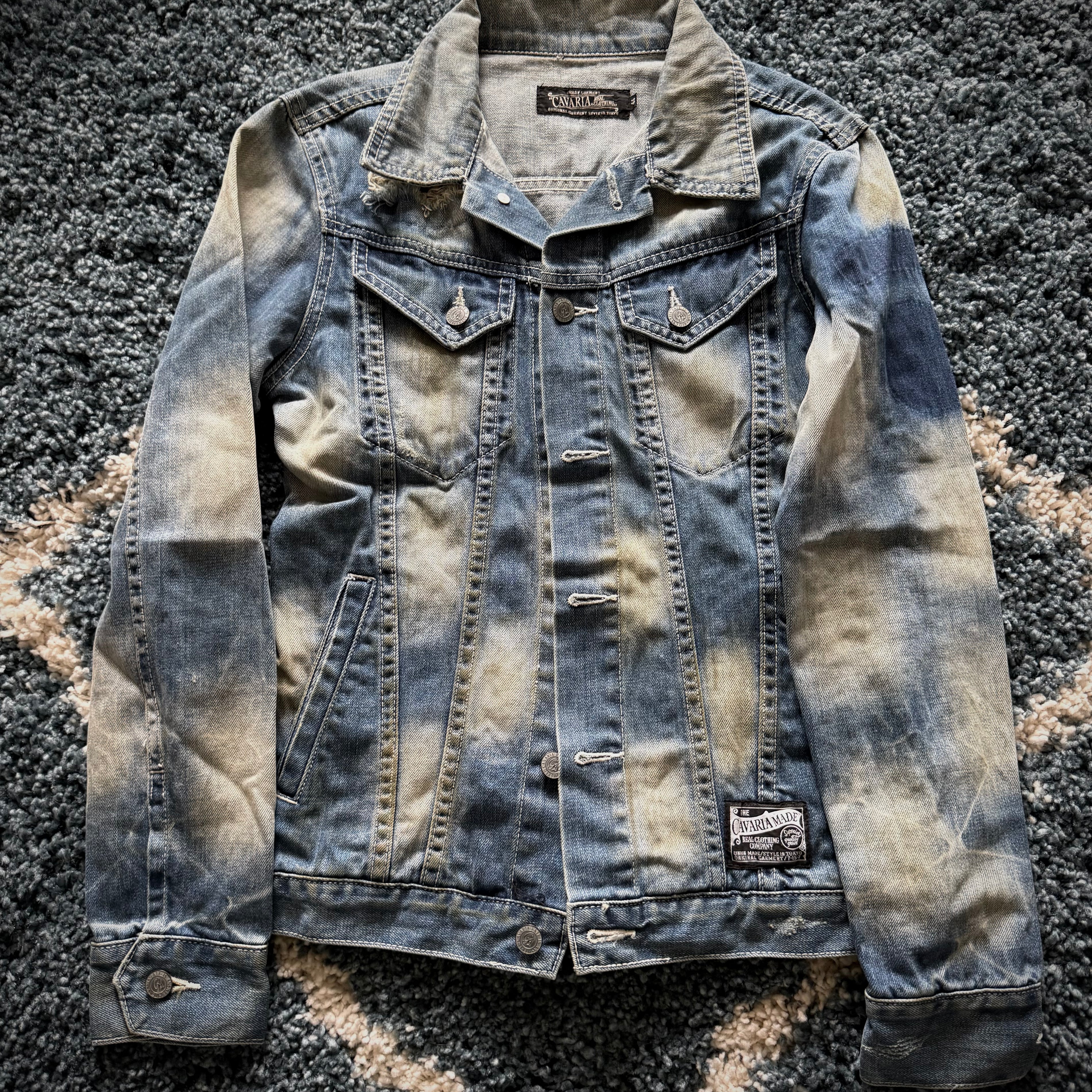Cavaria Leopard distressed denim jacket