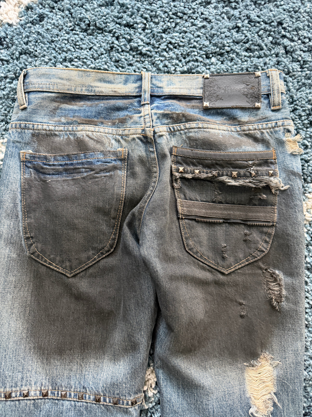 Midas Ash Studded Distressed Bootcut Denim