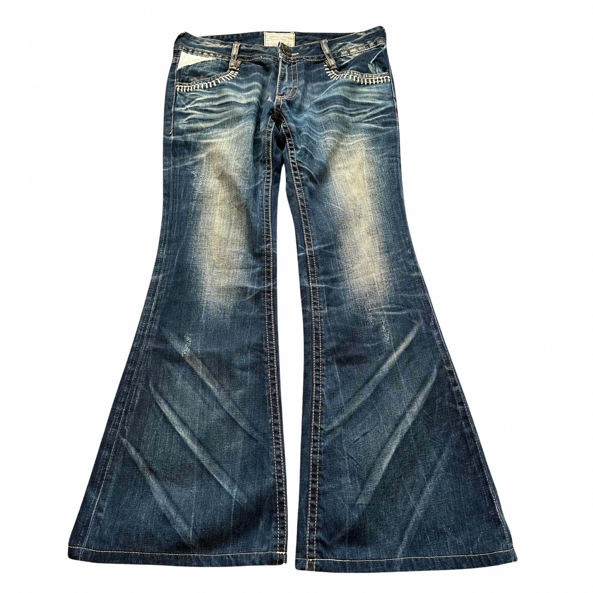 Lolita whiskers washed flared denim