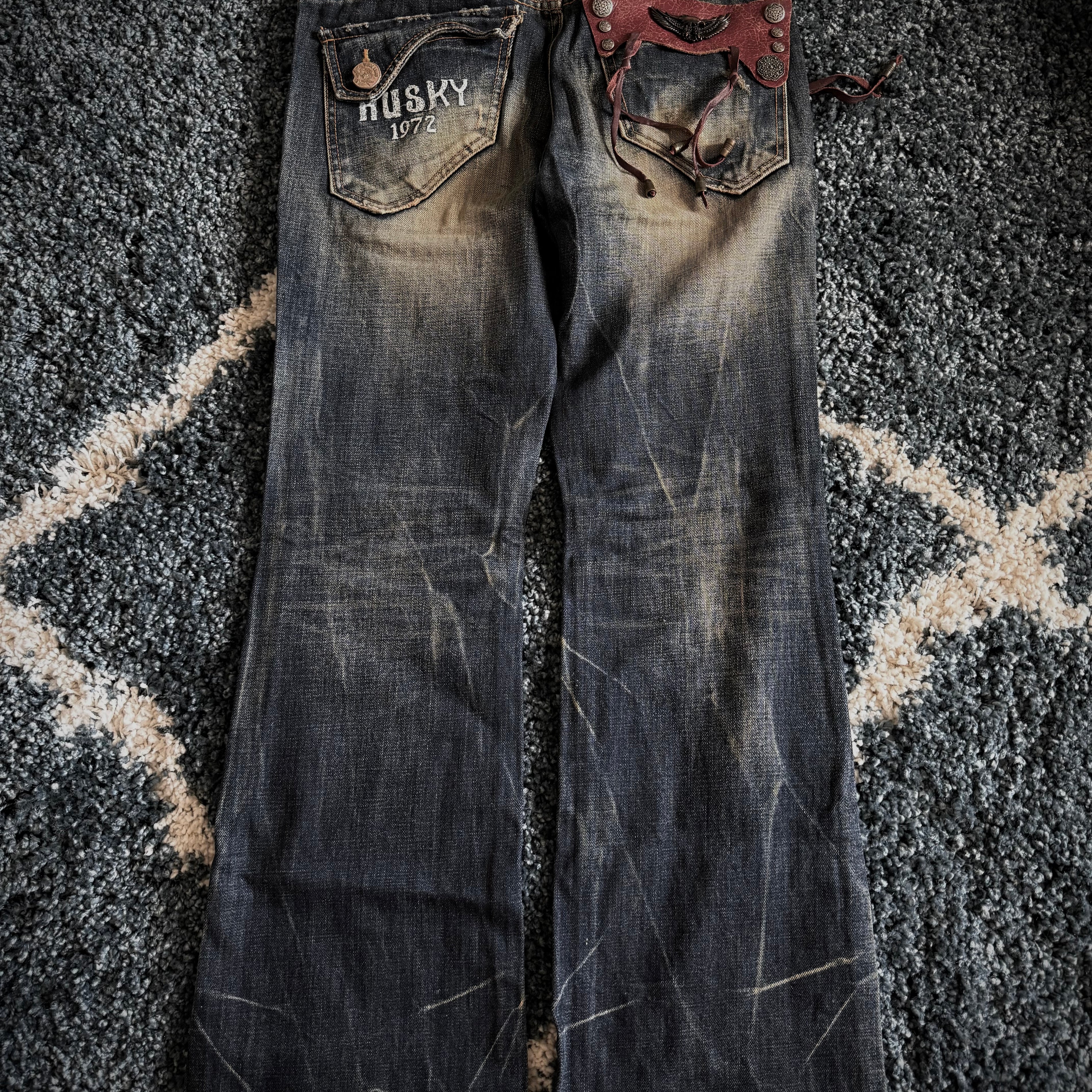 Husky Leather Detailed Flared Pants