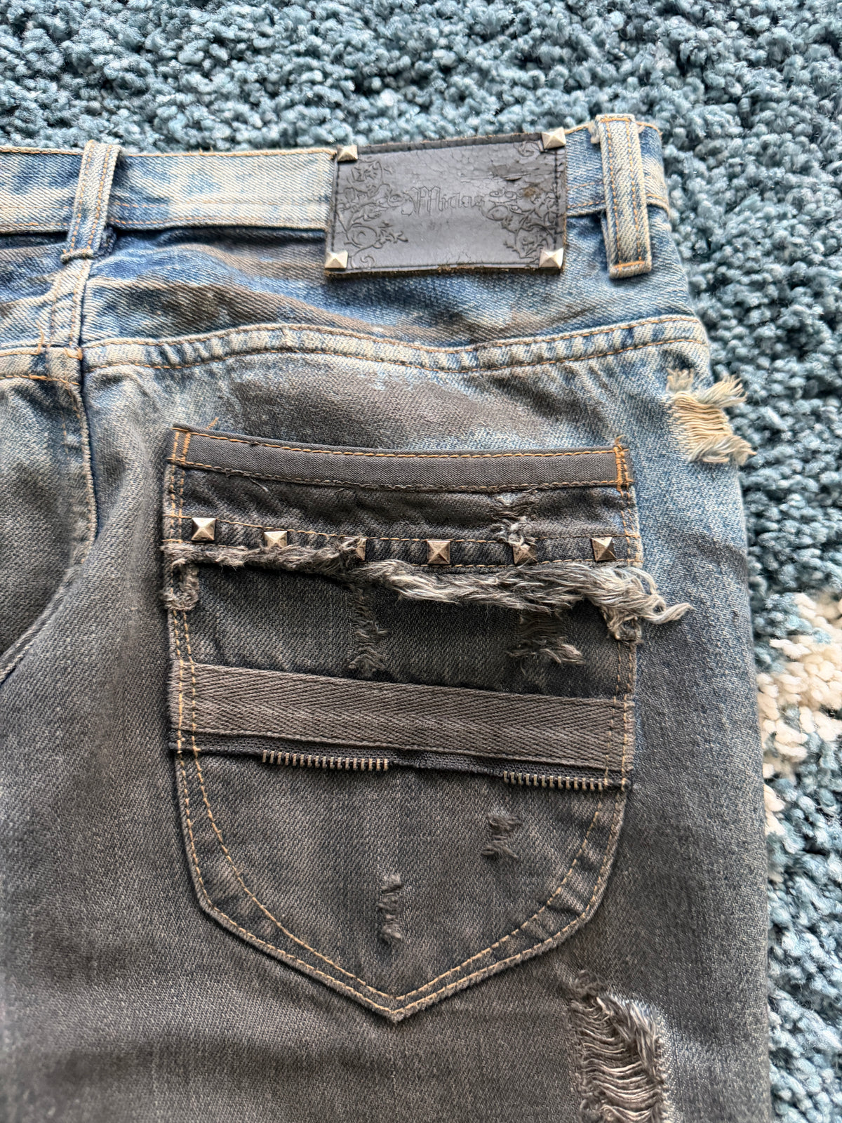 Midas Ash Studded Distressed Bootcut Denim