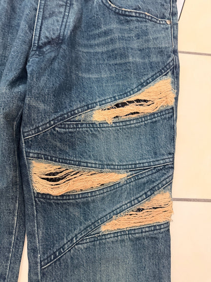 5351 Pour Les Hommes Distressed Python Flared Denim Pants - wintexarchive