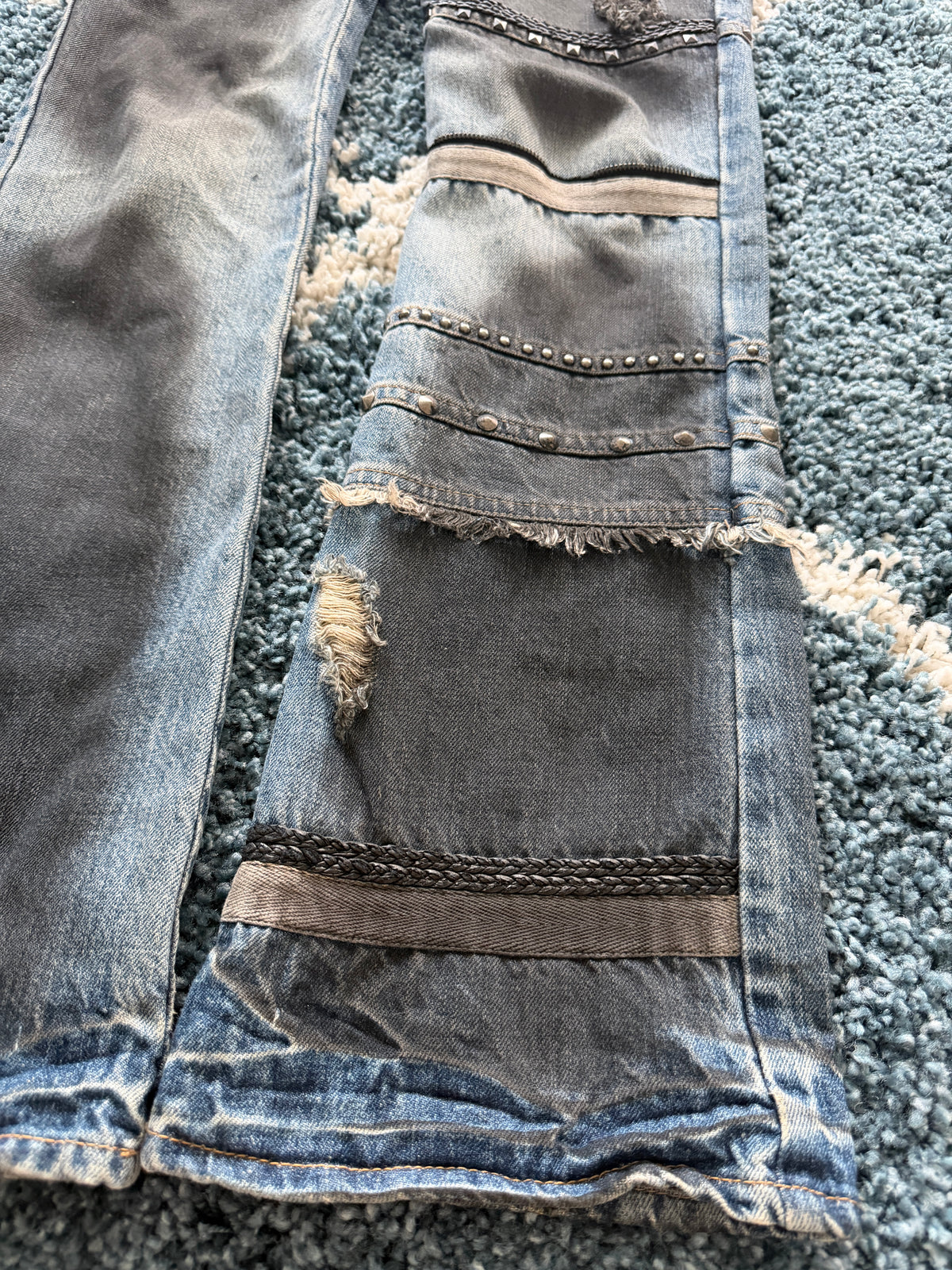 Midas Ash Studded Distressed Bootcut Denim