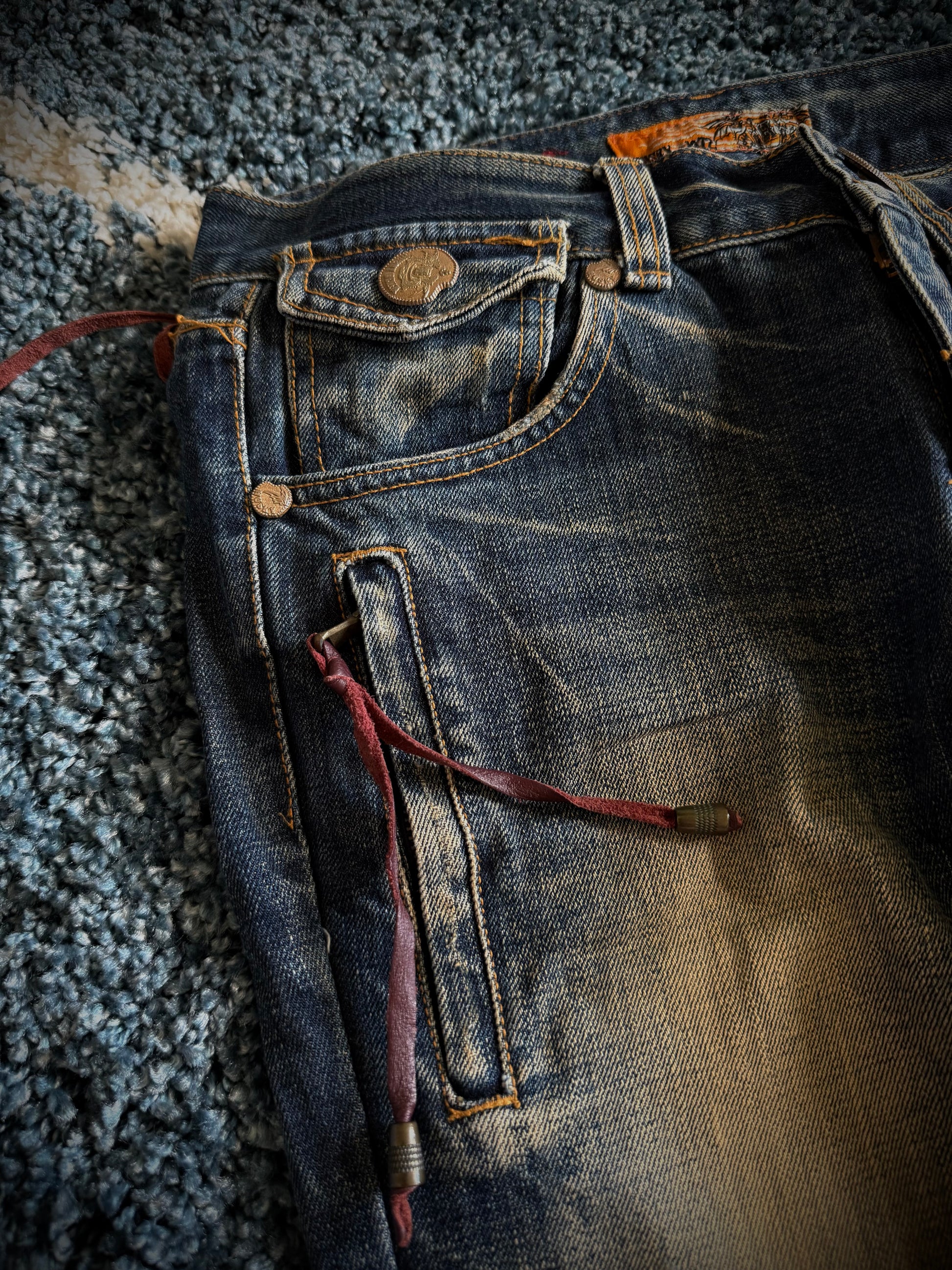 Husky Leather Detailed Flared Pants