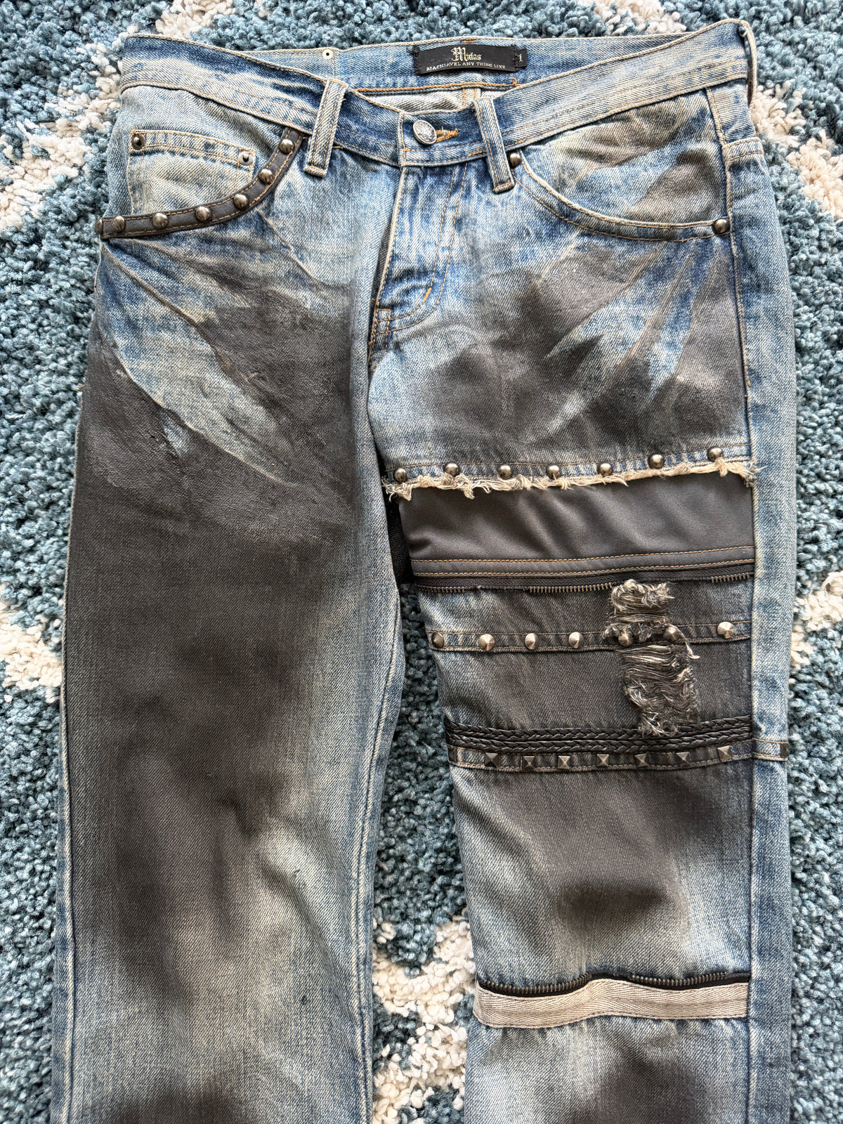 Midas Ash Studded Distressed Bootcut Denim