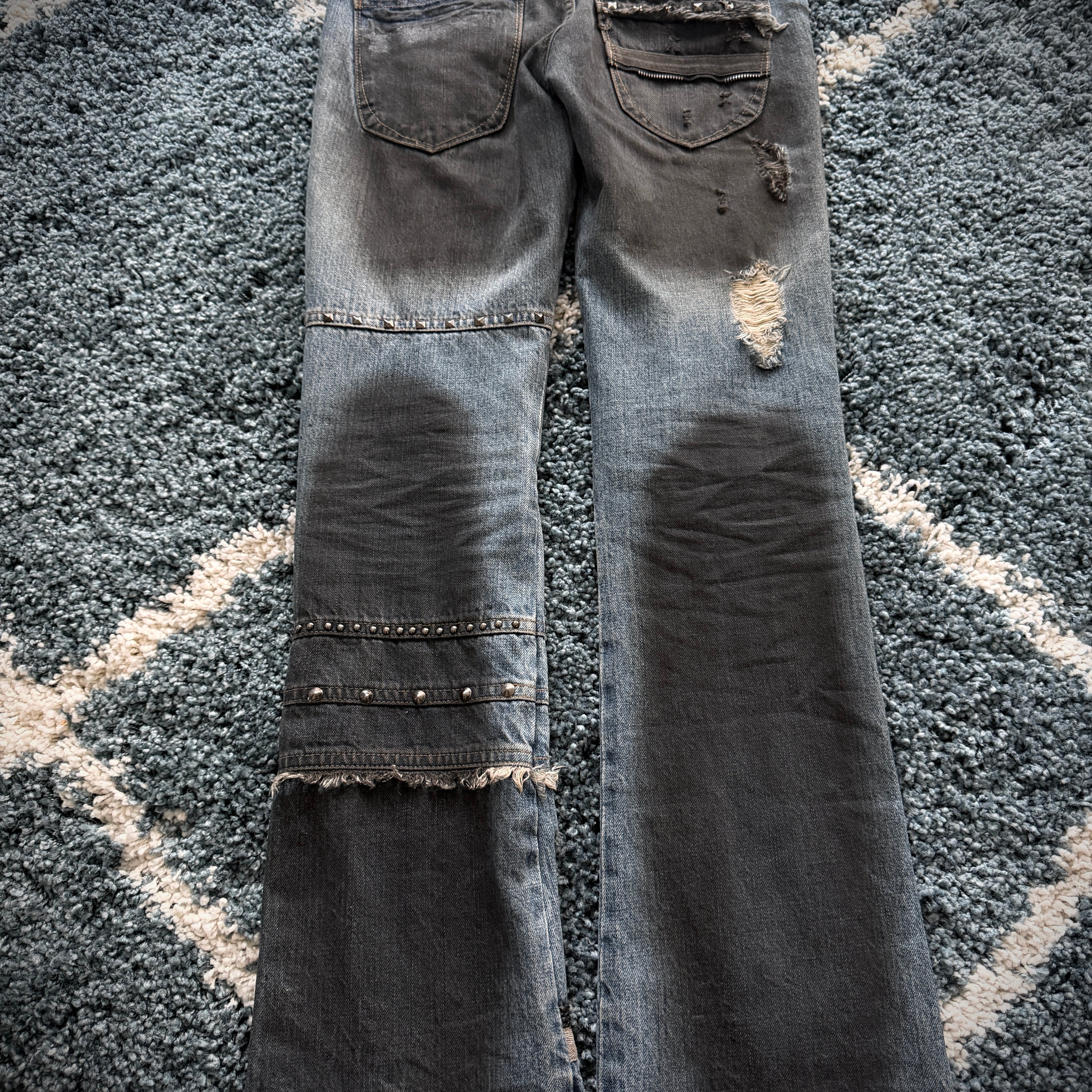Midas Ash Studded Distressed Bootcut Denim