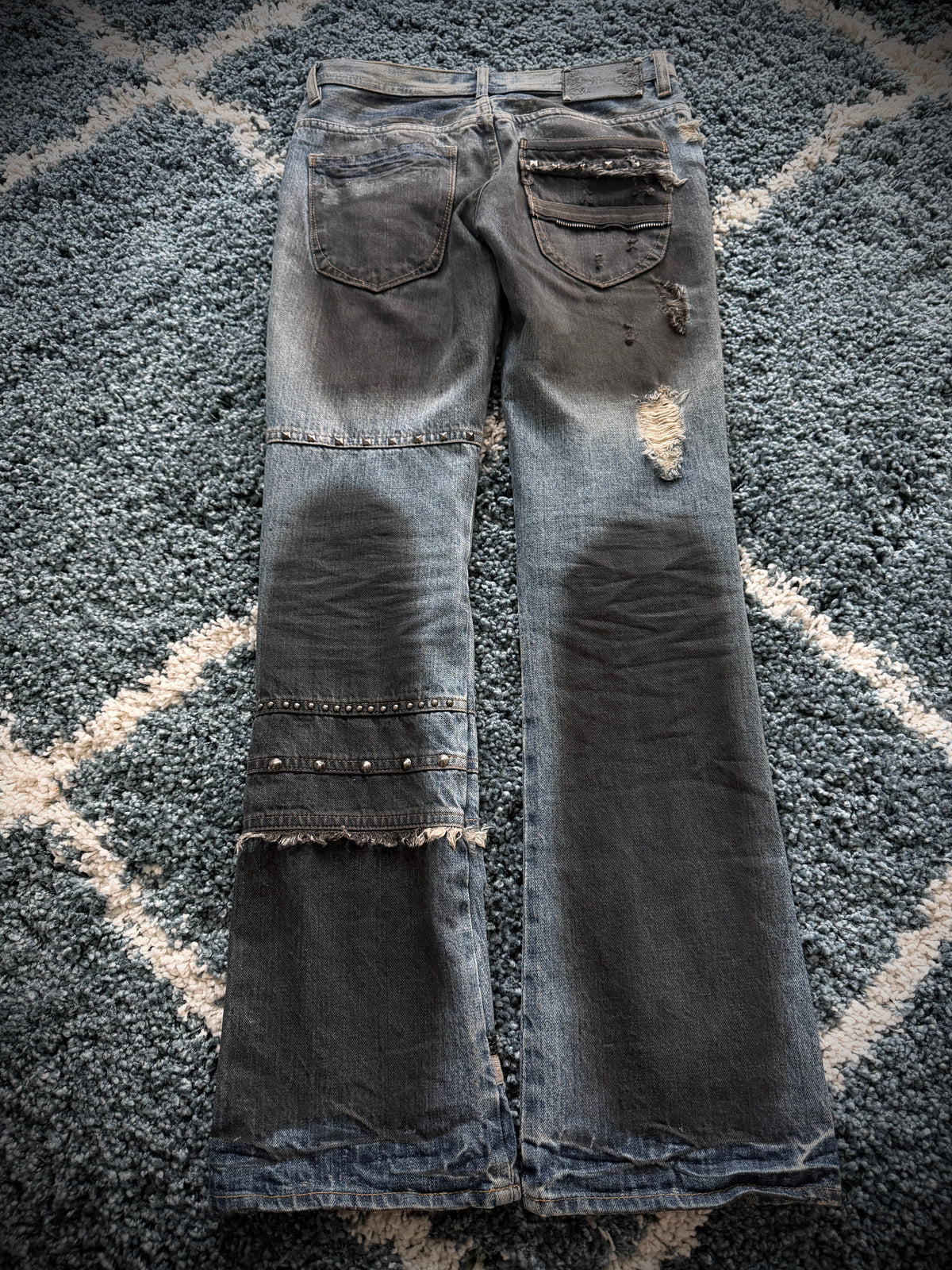 Midas Ash Studded Distressed Bootcut Denim