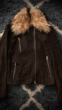 Luva Tram Detachable Fox Fur Double Rider Suede Jacket