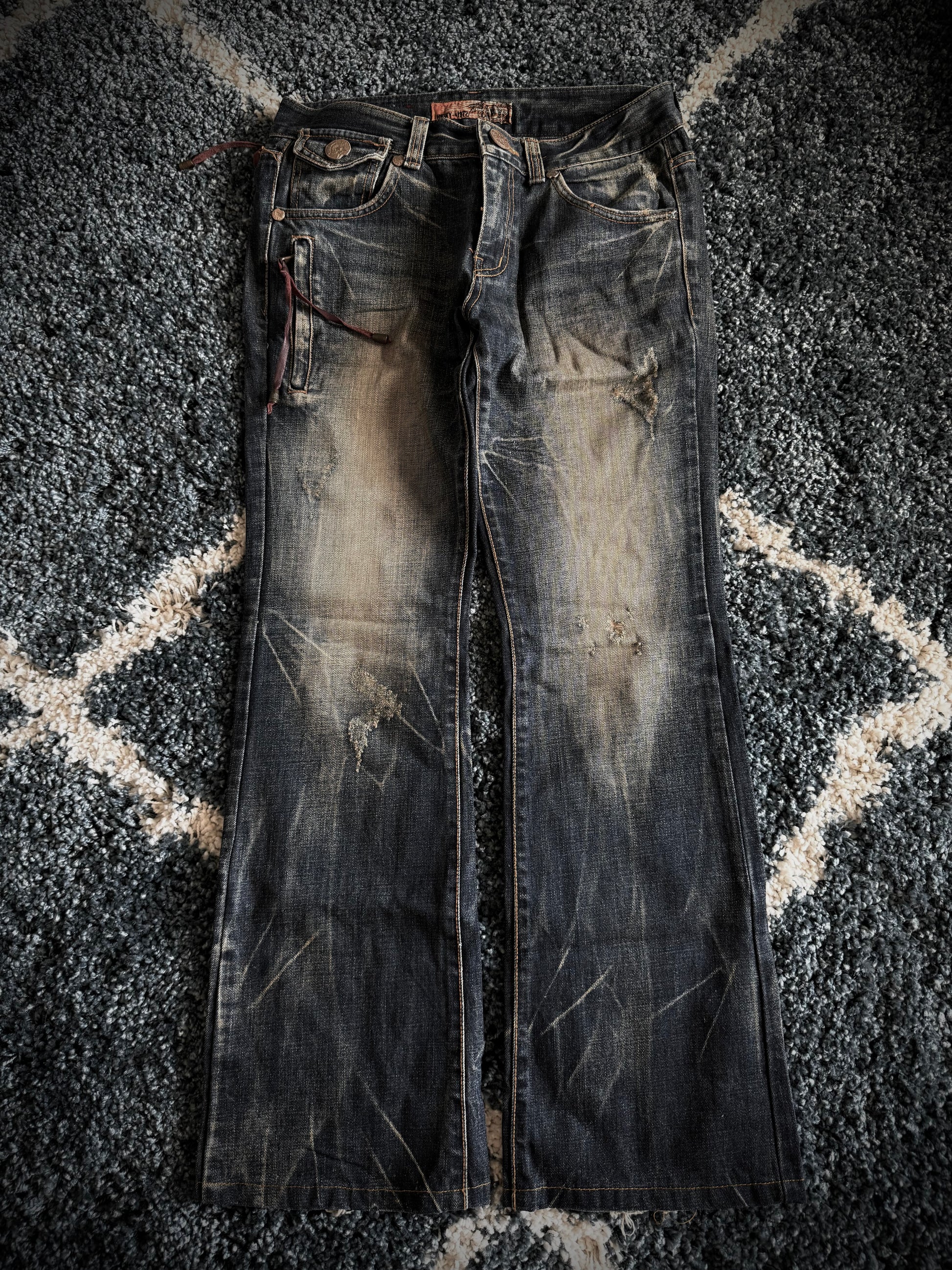 Husky Leather Detailed Flared Pants