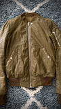 FW/18 Rick Owens Olive Brushed Lamb Nap Intarsia Leather Jacket(48)