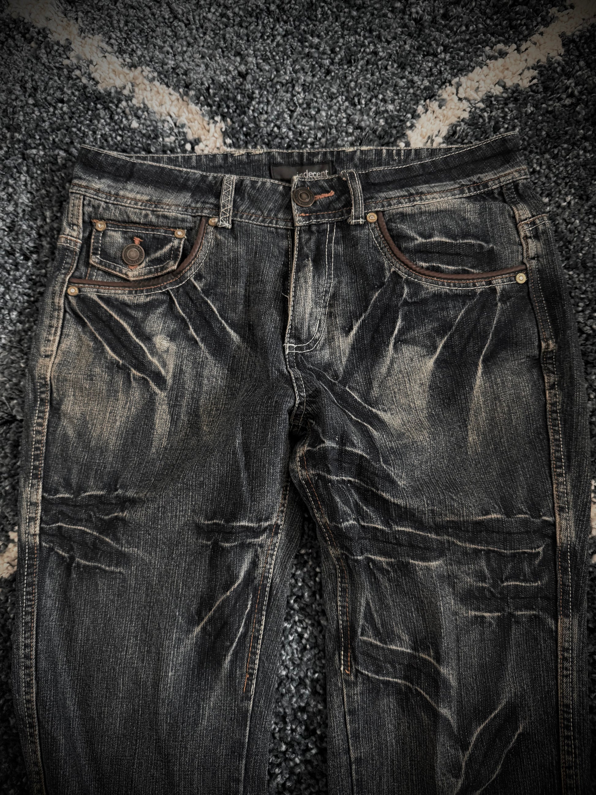 Indecent phantom leather details flared denim