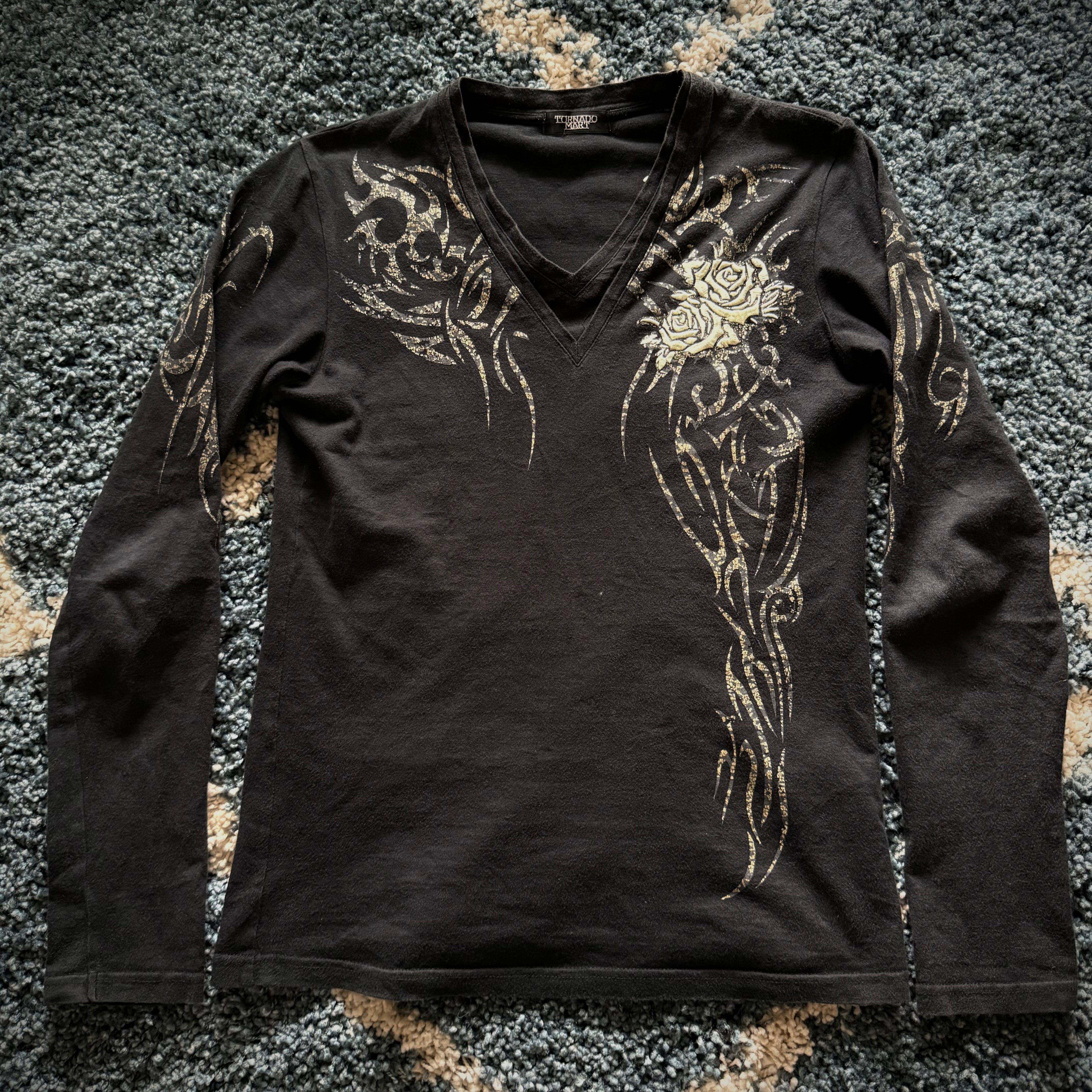 Tornado Mart Tribal Infusion embroidered rose longsleeve