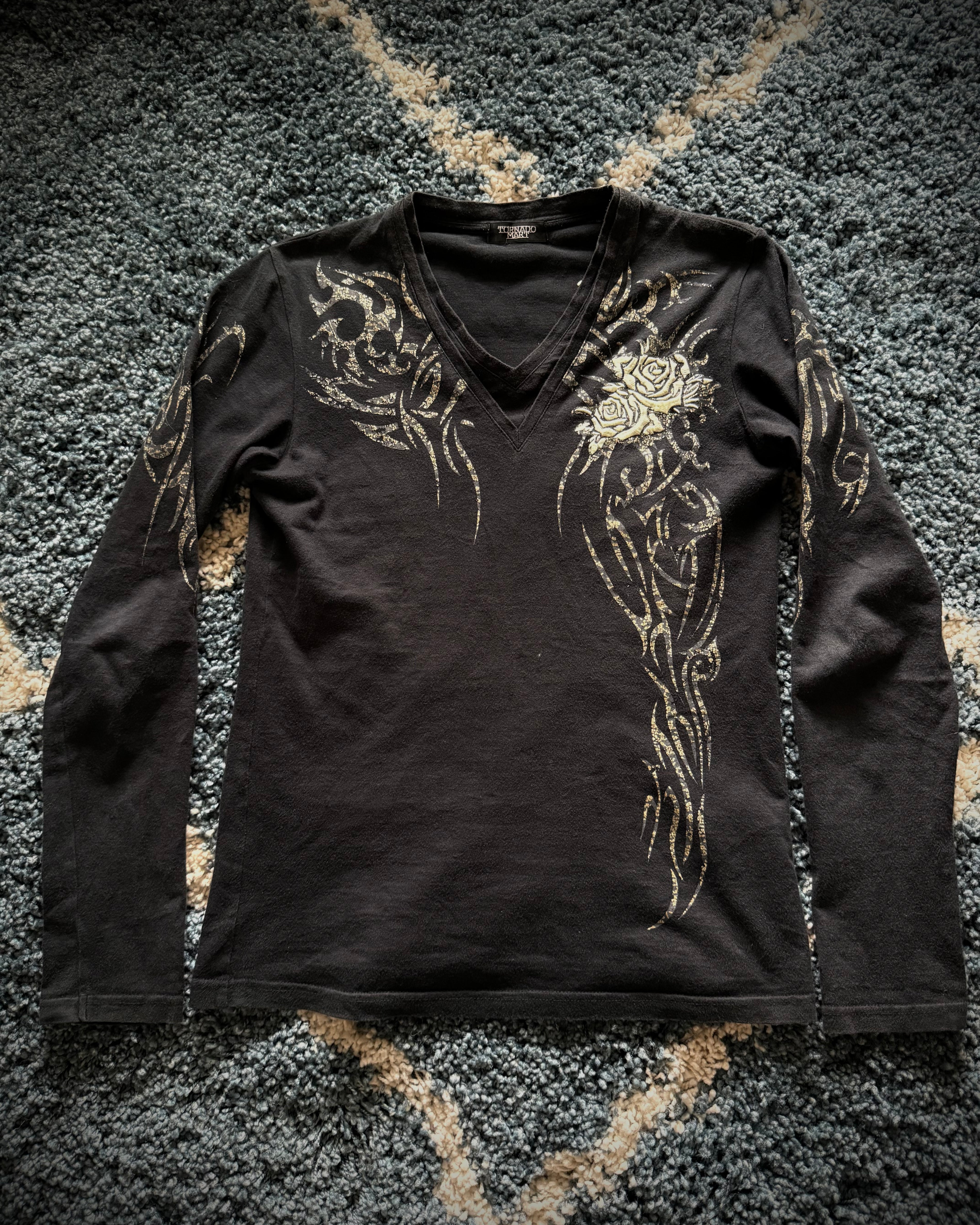 Tornado Mart Tribal Infusion embroidered rose longsleeve