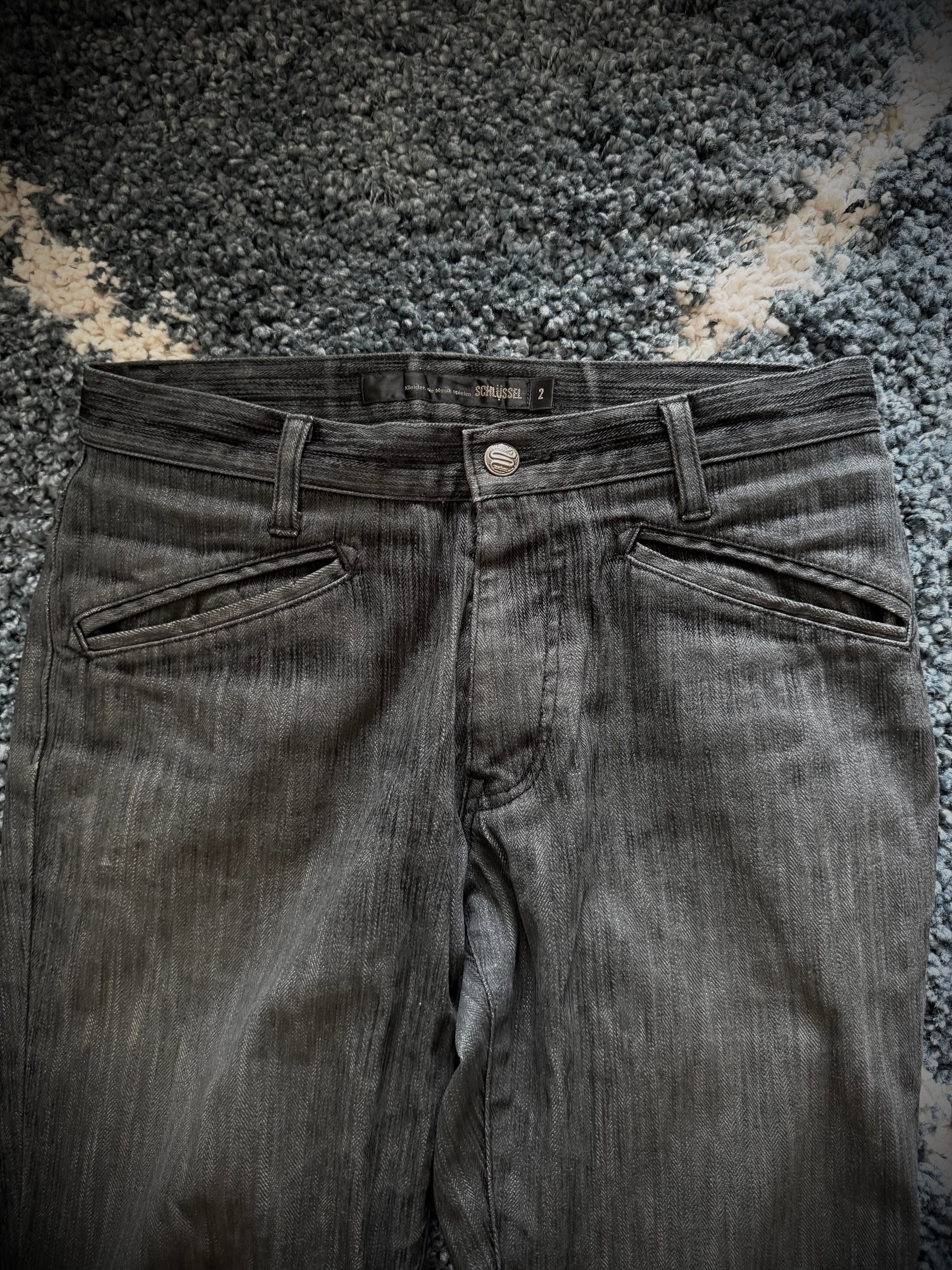 Schlussel textured flared denim