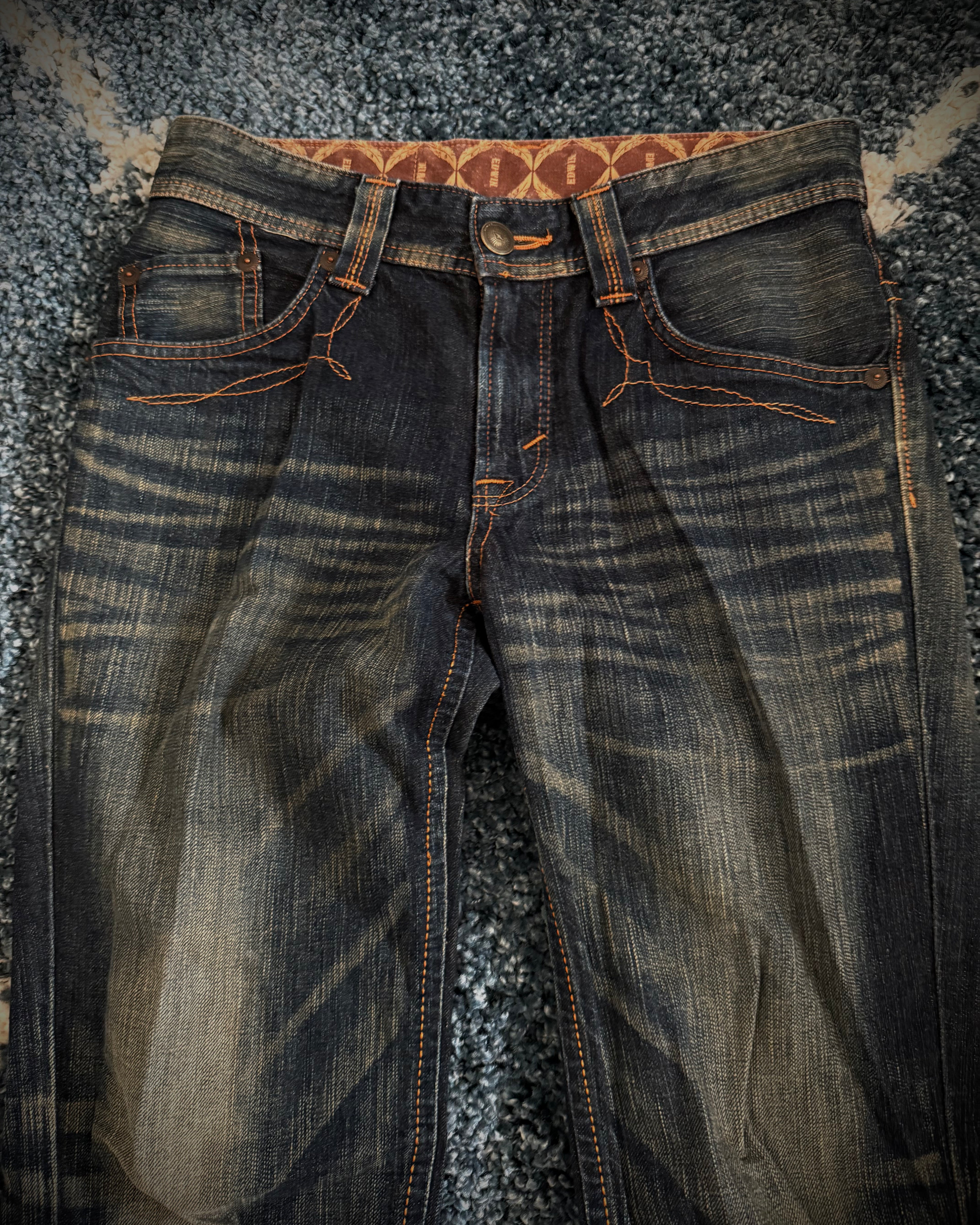 Edwin mud washed clawmark flared denim