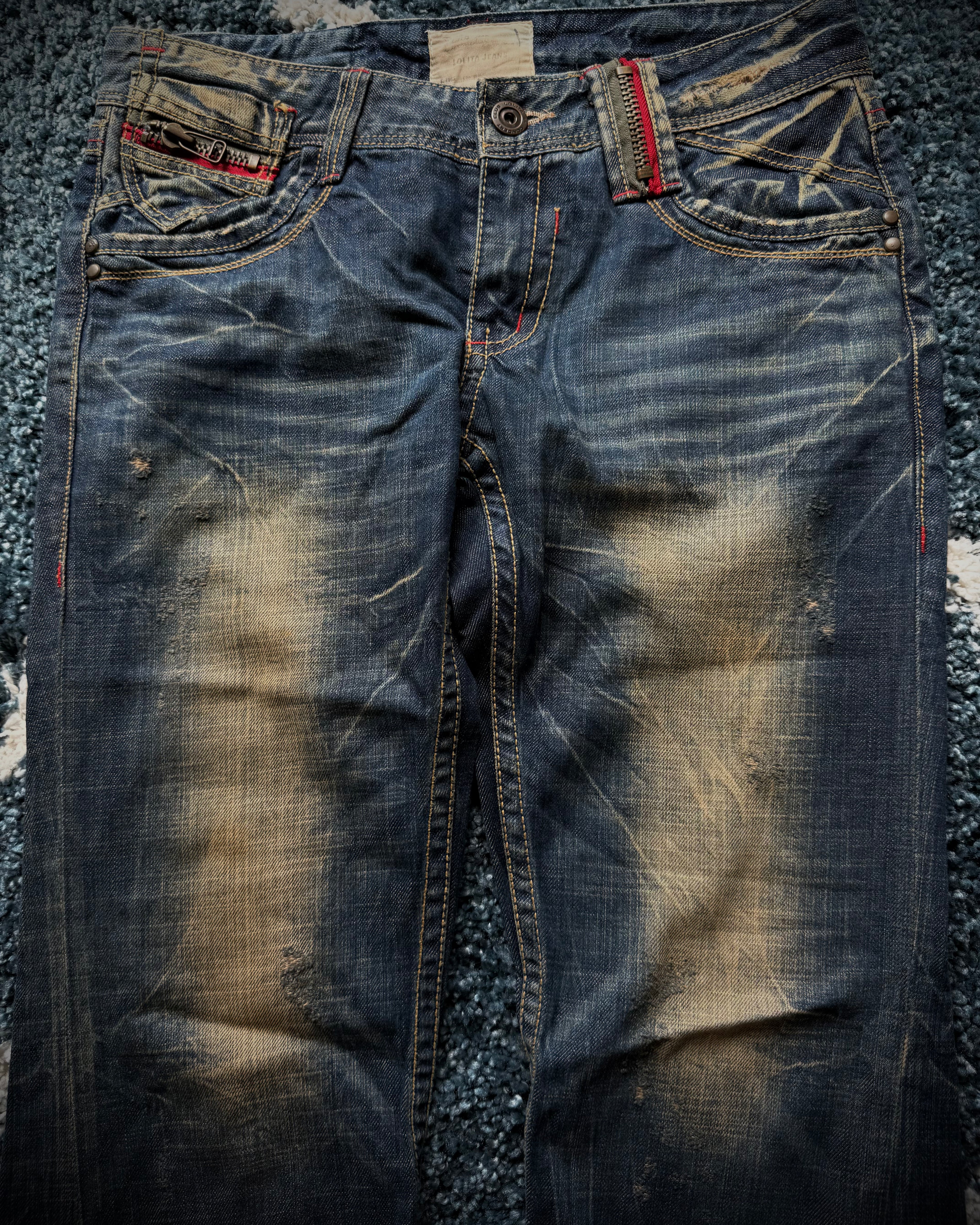 Lolita zipp mud washed flared jeans