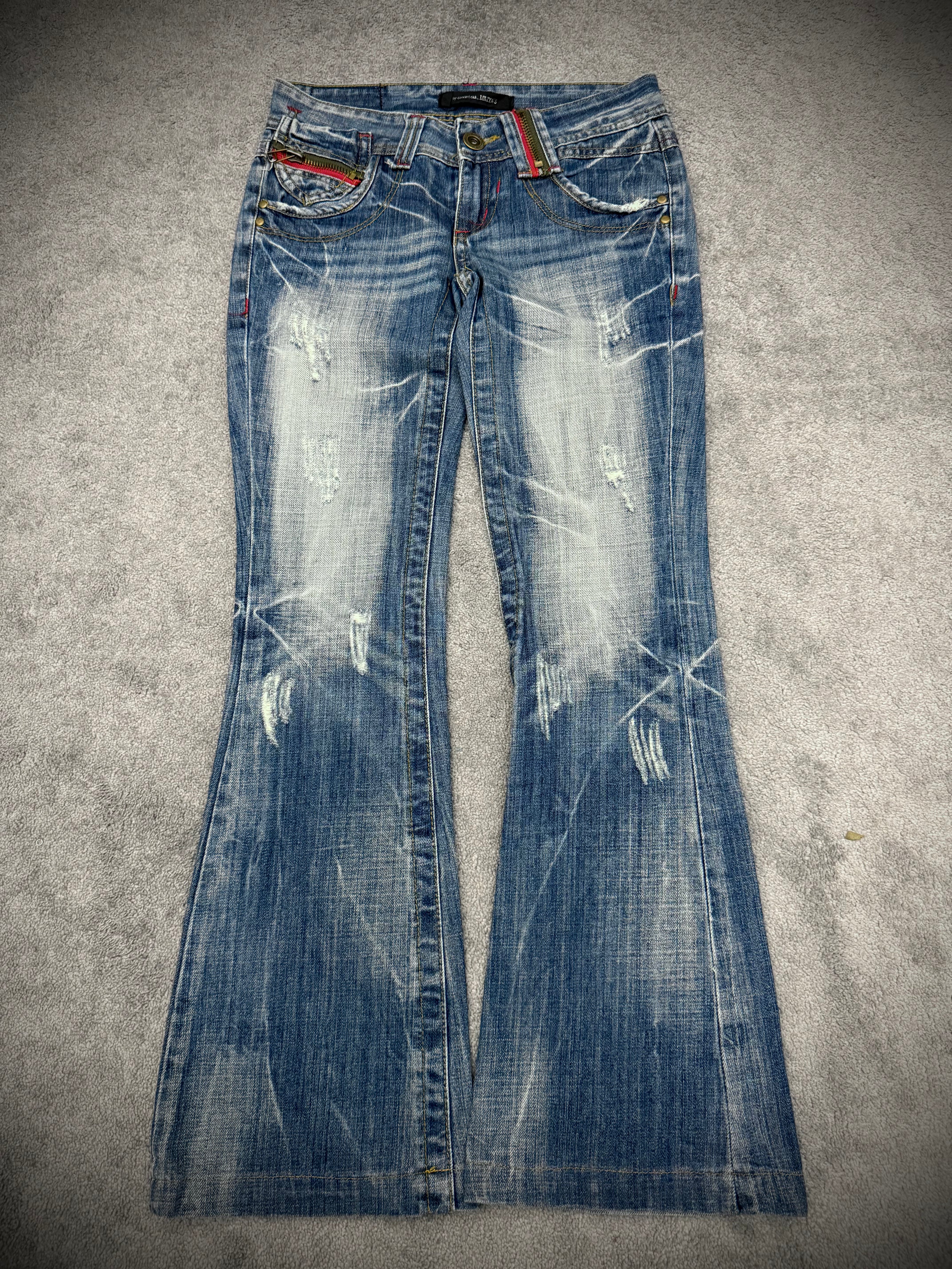 Lolita whisker washed distressed flared jeans