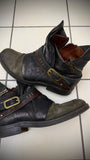 AS98 Asymetrical Zip Belted Waxed Boots