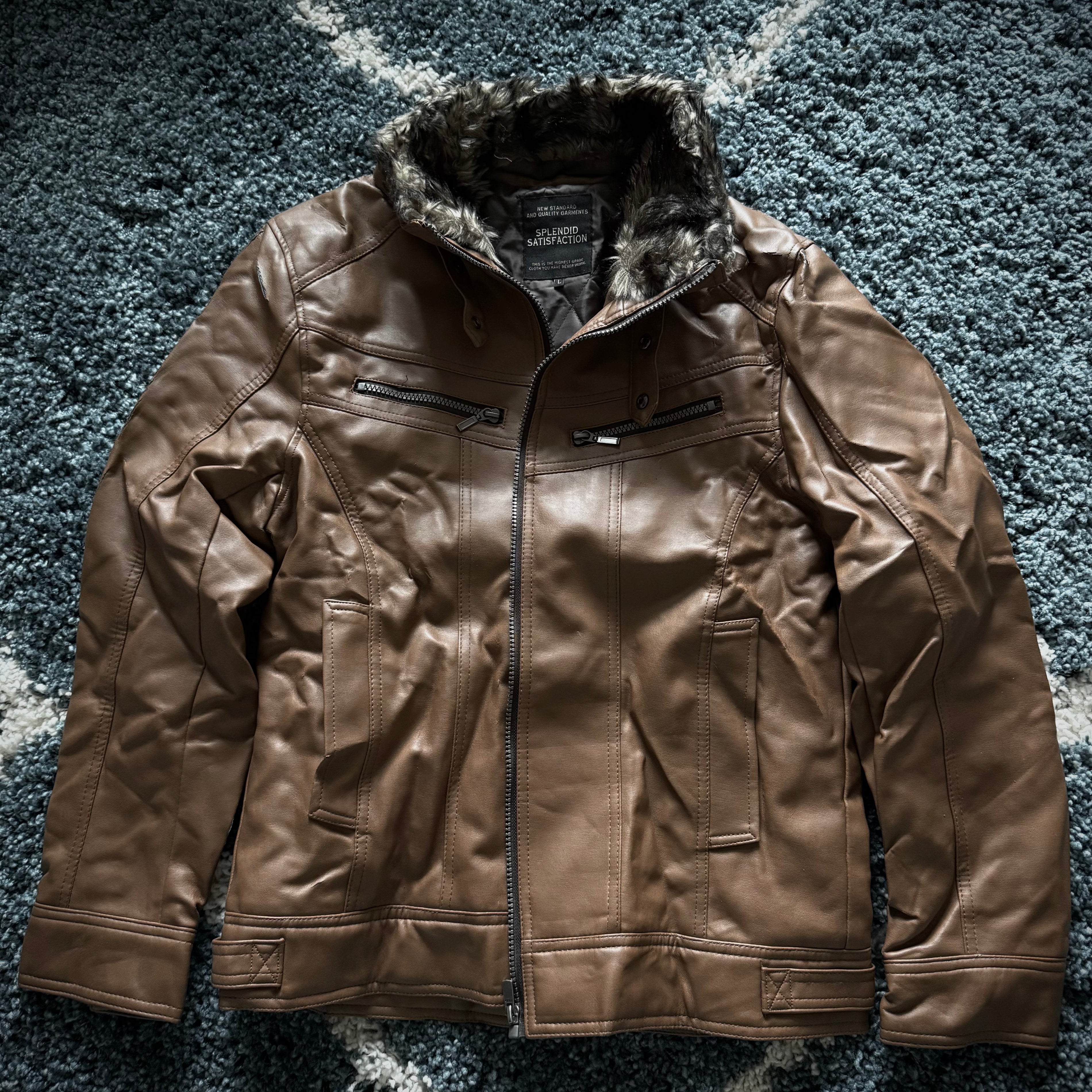 Splendid Faux Leather Fur Jacket