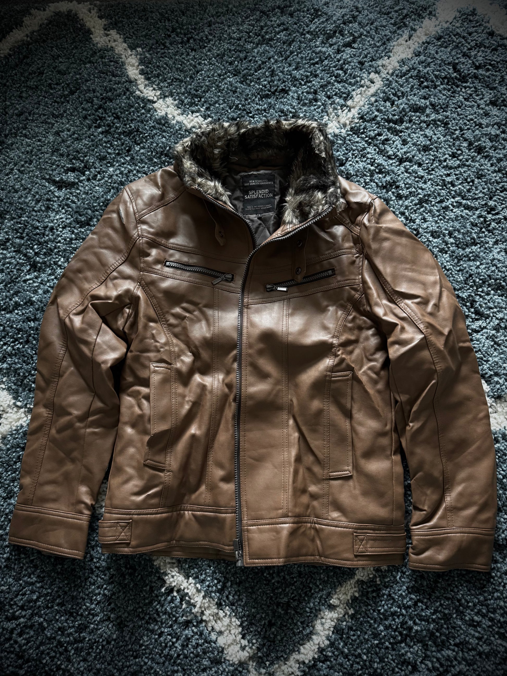 Splendid Faux Leather Fur Jacket