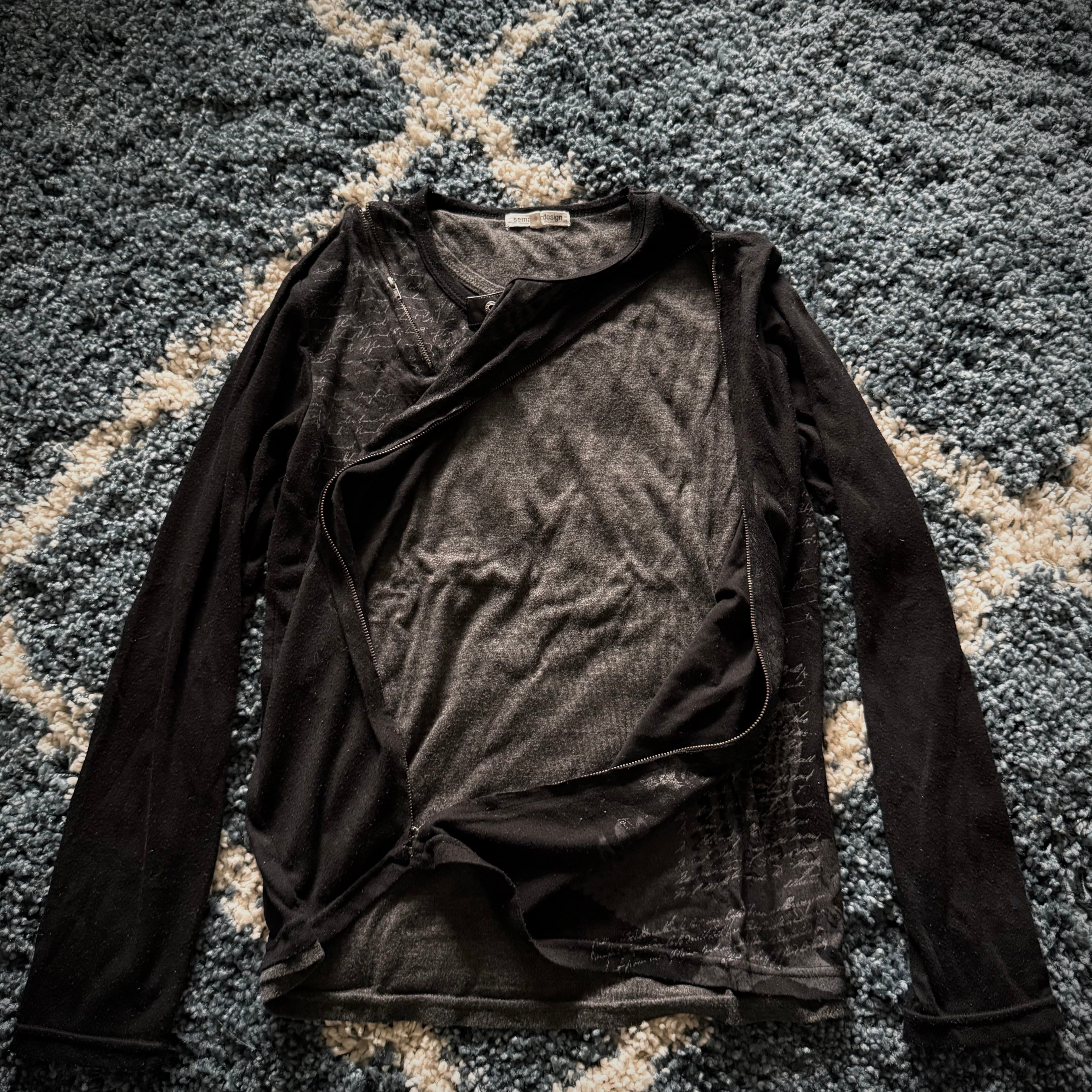 Semantic Design Asymetrical zipper poem longsleeve