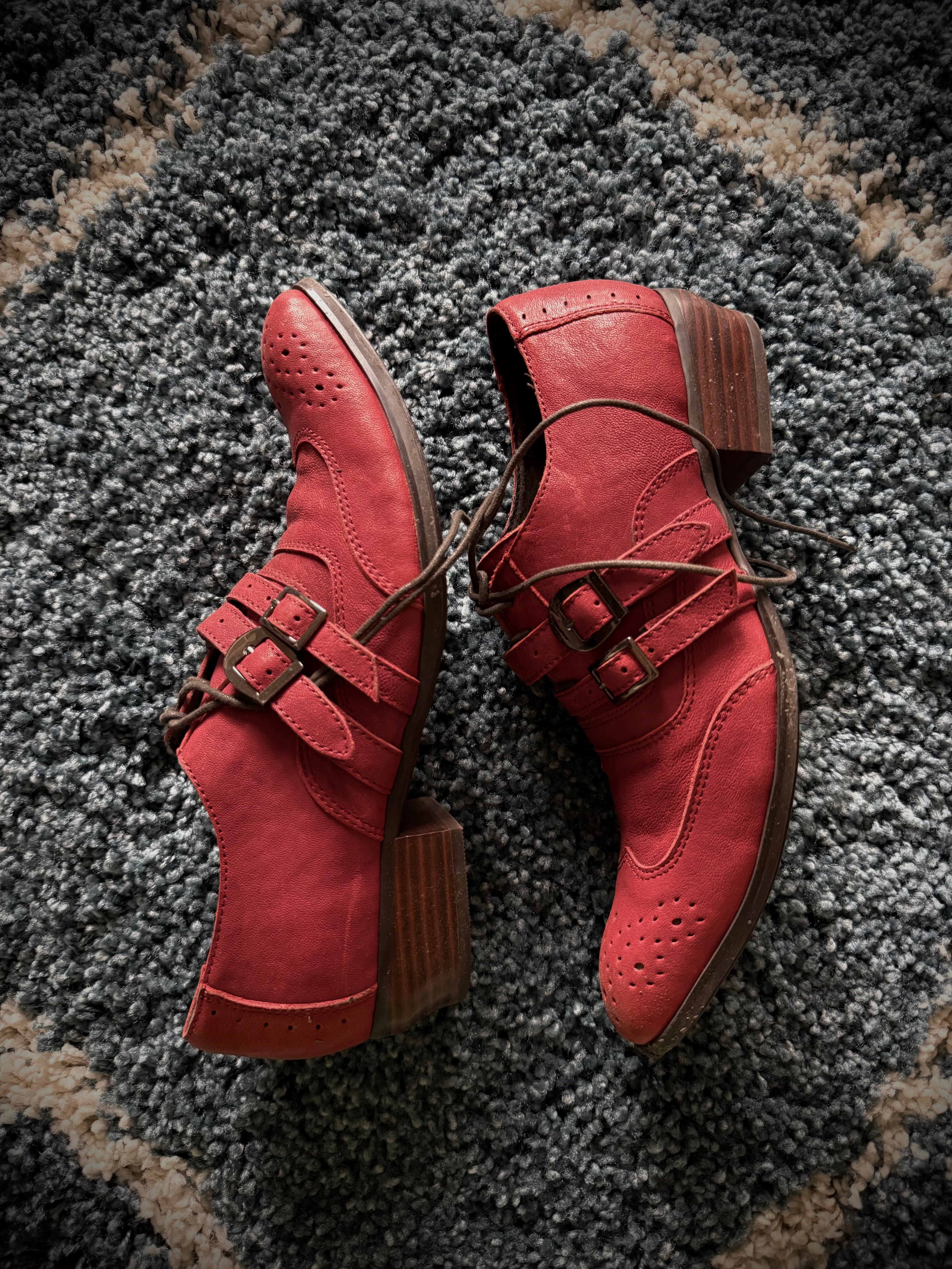 Michel Klein red pointed leather boots