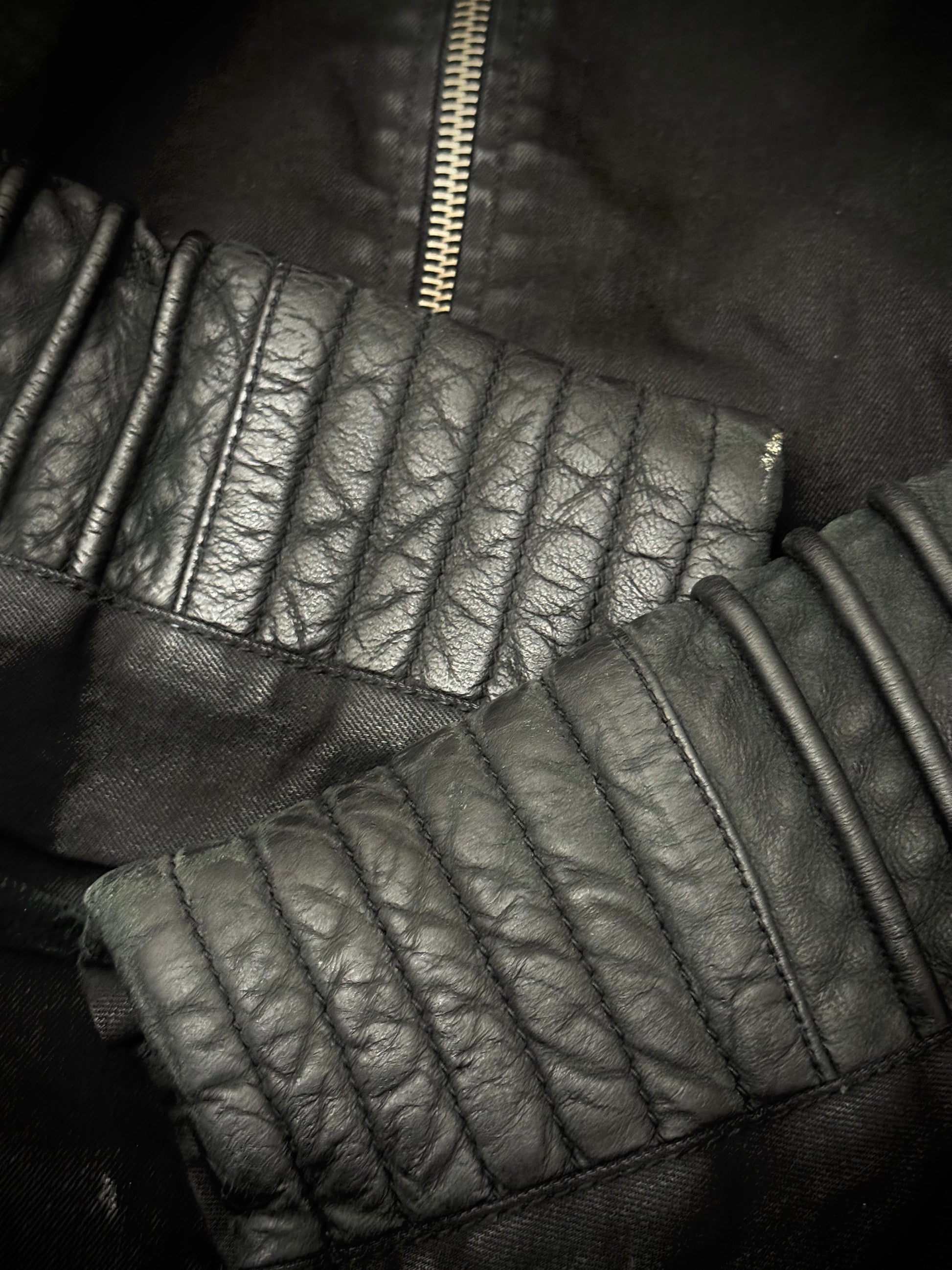 Tigha padded waxed denim leather jacket