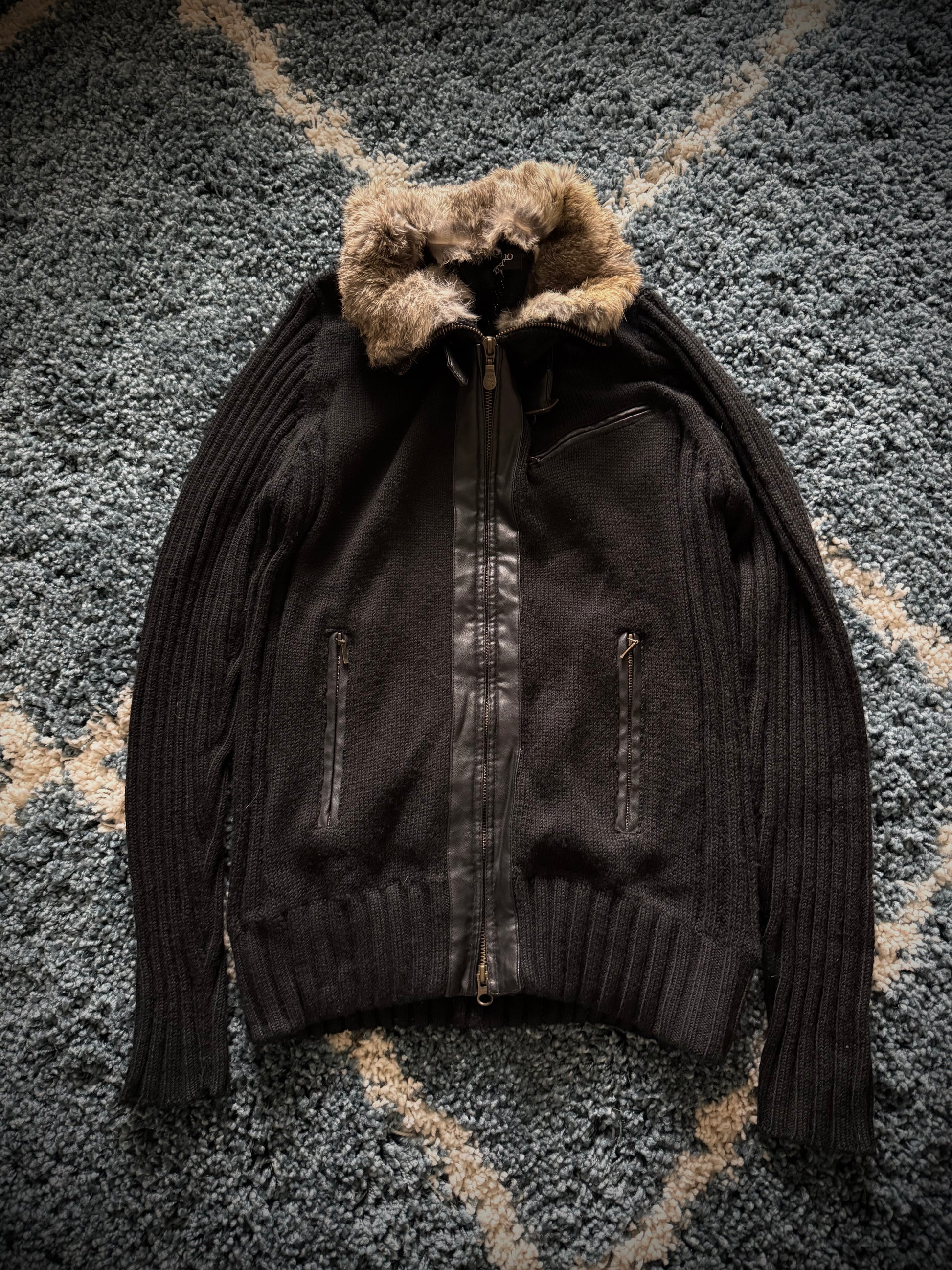 Tornado Mart Detachable Rabbit Fur Directors Cut Knit