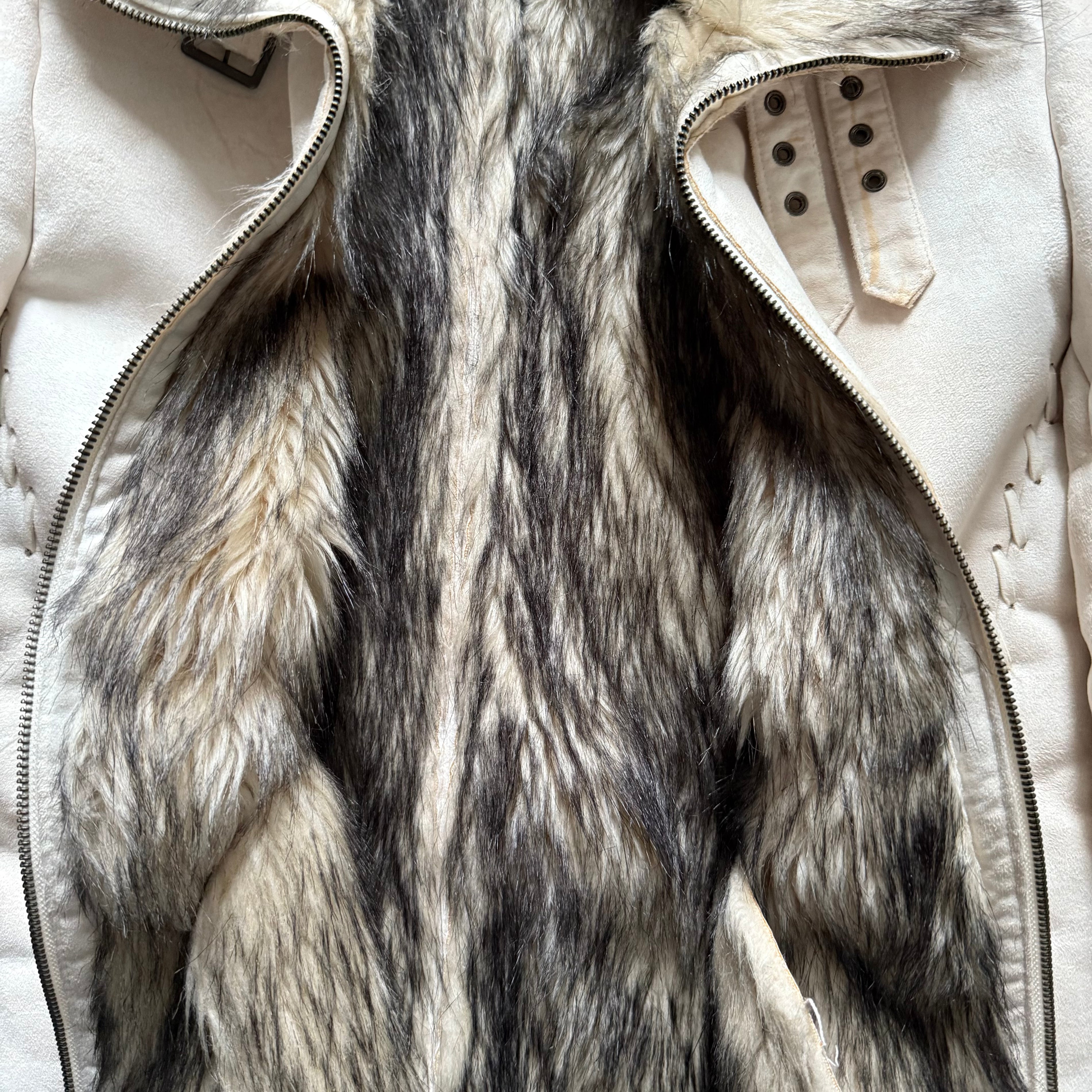 Schlussel Scar Stitched & Fur Rider Jacket