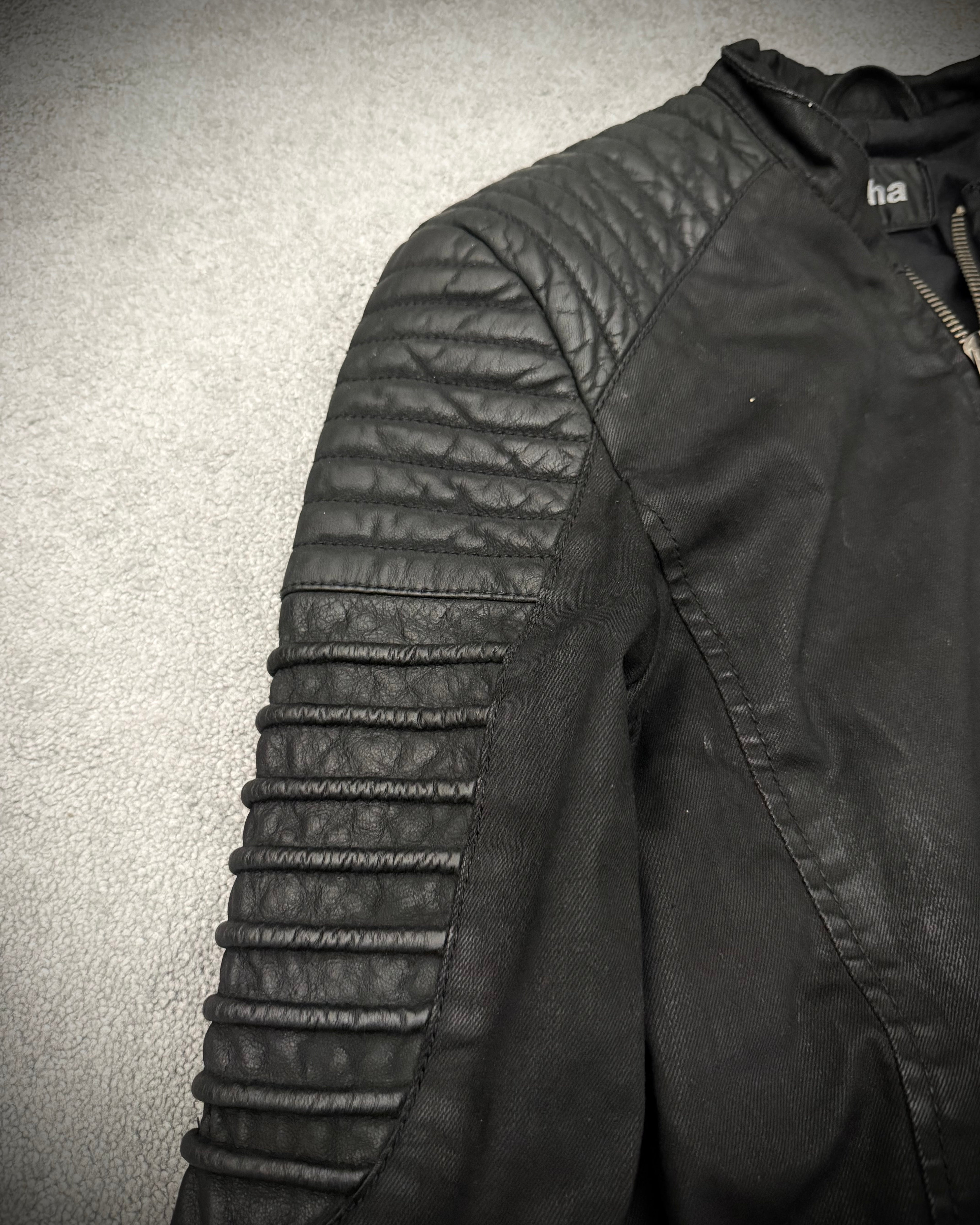 Tigha padded waxed denim leather jacket