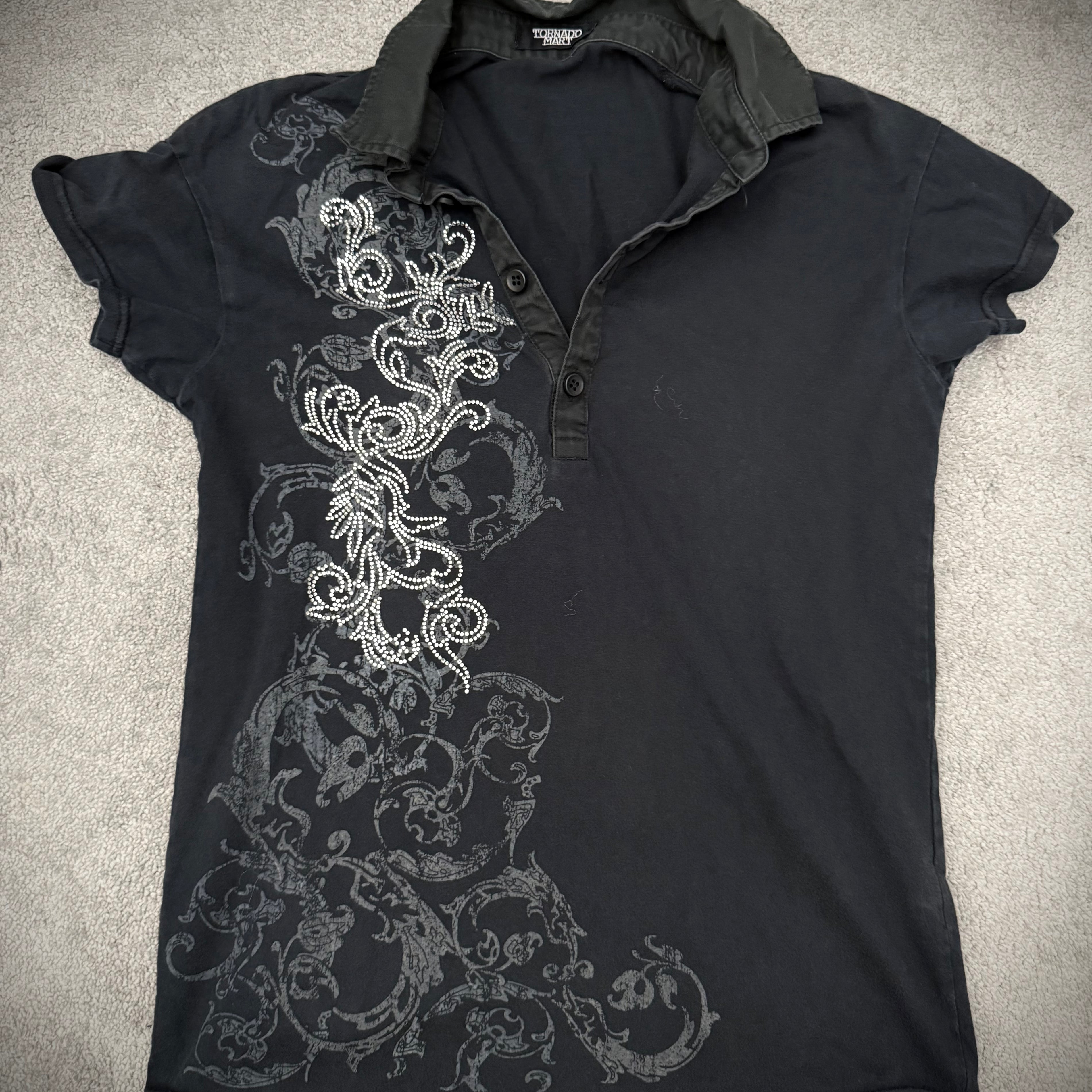 Tornado Mart Tribal Gates Rhinestone polo shirt