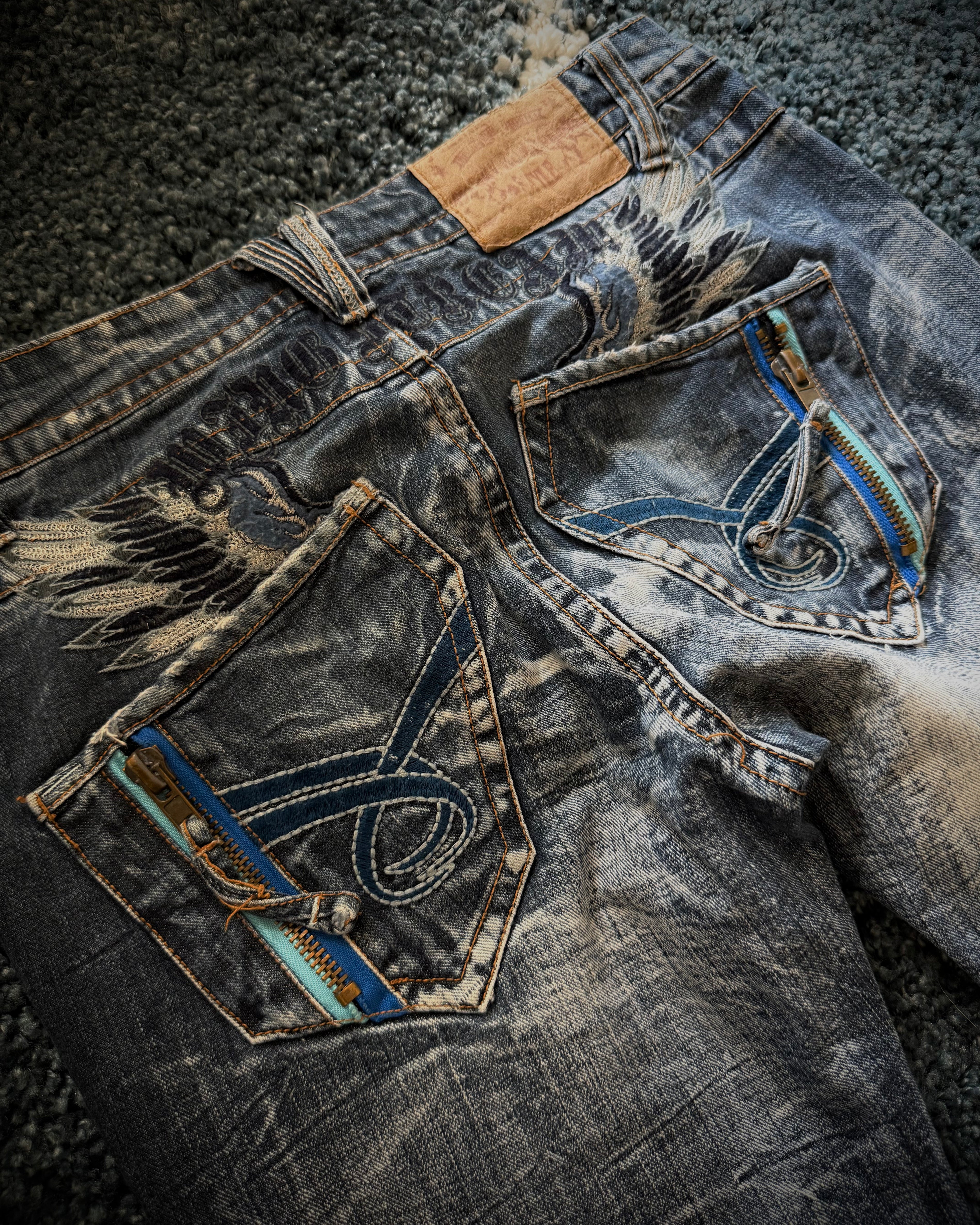 Sky Bomber honeycomb flared denim