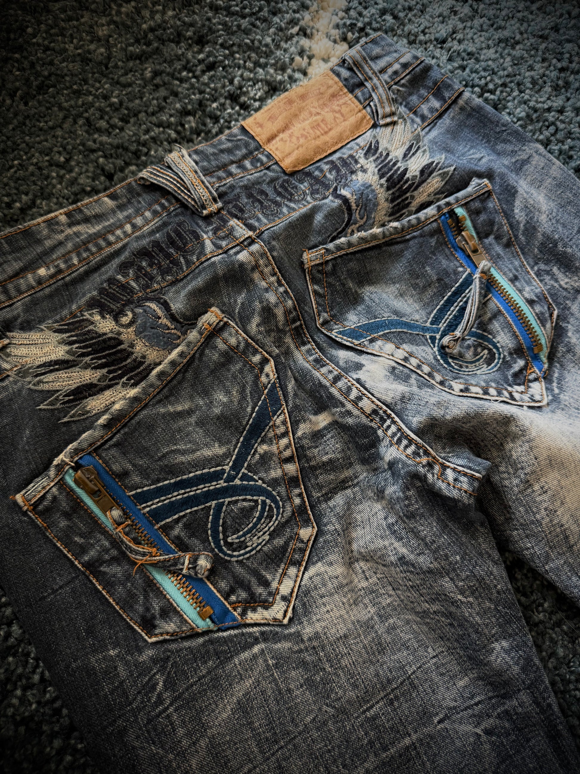 Sky Bomber honeycomb flared denim