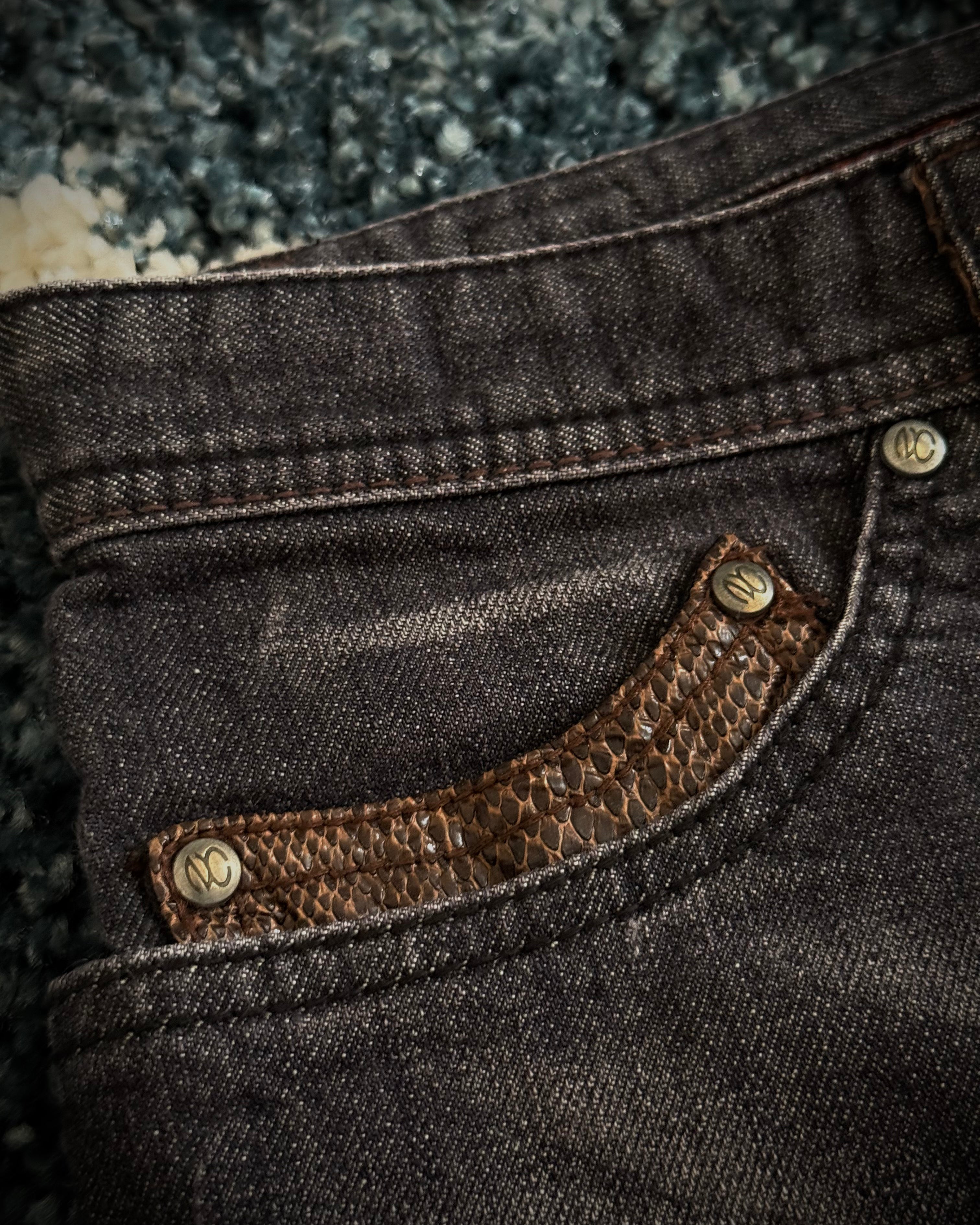 Nicole Club Snakeskin detailed flared denim