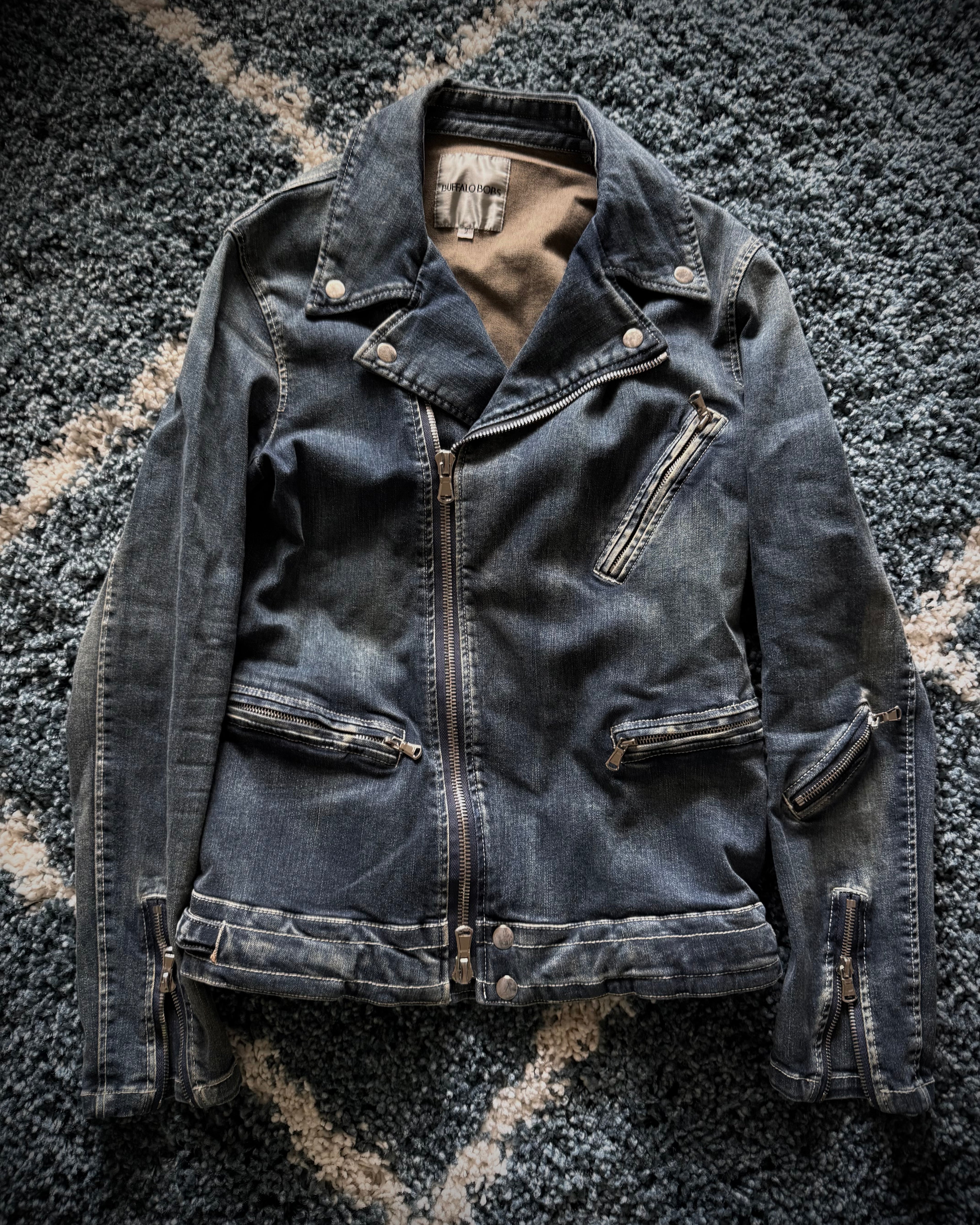 Buffalo Bobs multi function Asymetrical zipper denim jacket