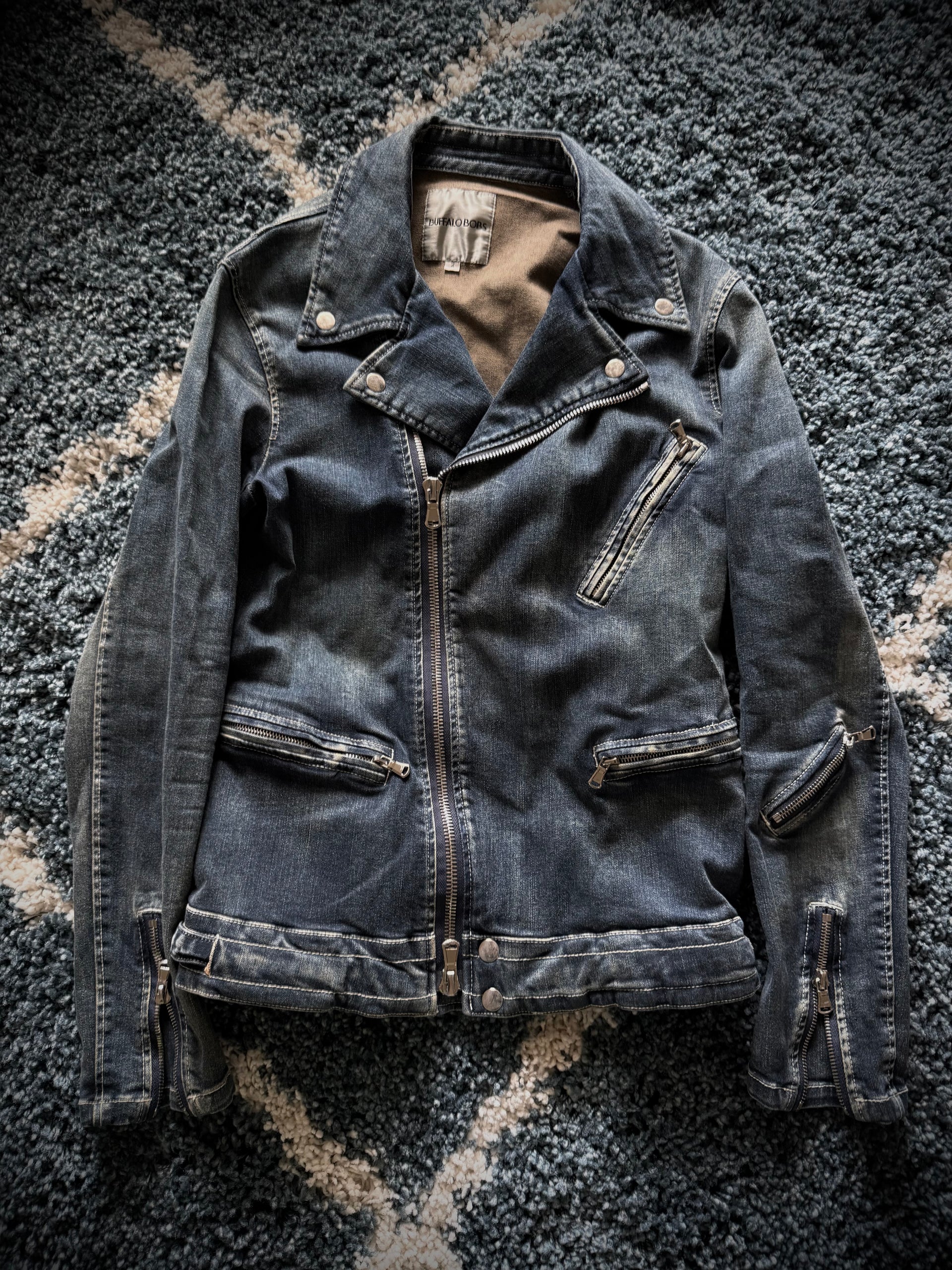 Buffalo Bobs multi function Asymetrical zipper denim jacket