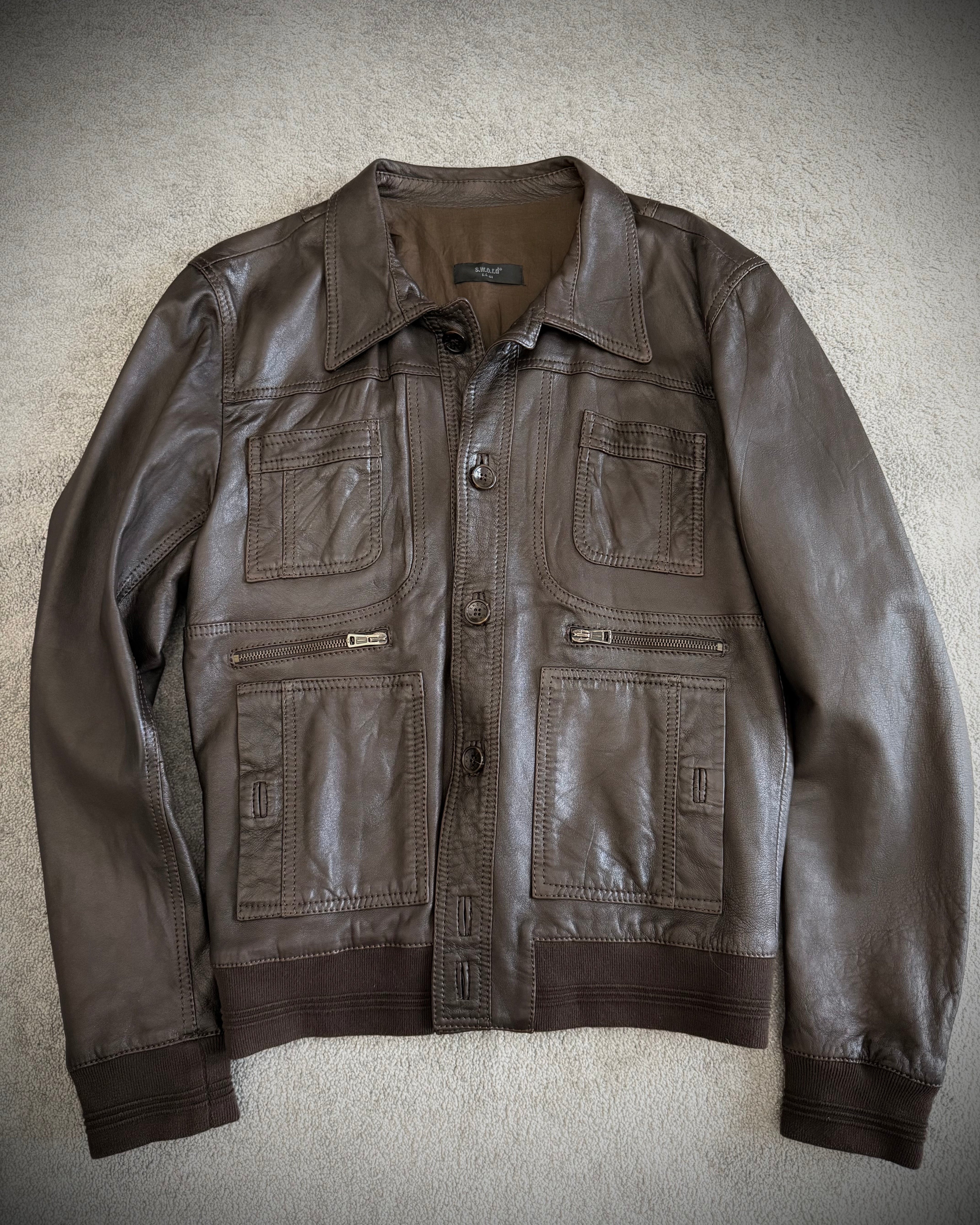 Sword Scar stitched leather jacket