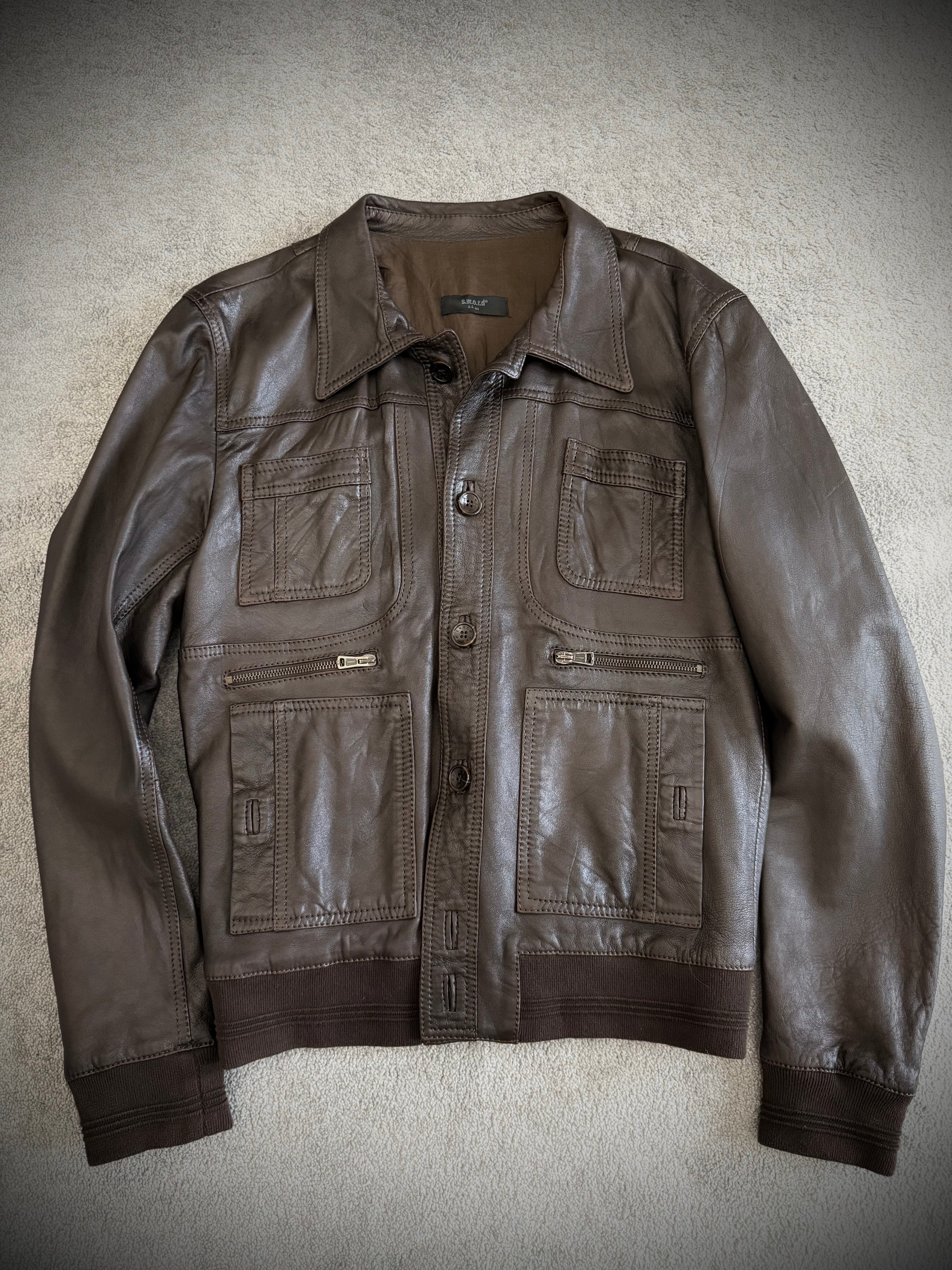 Sword Scar stitched leather jacket