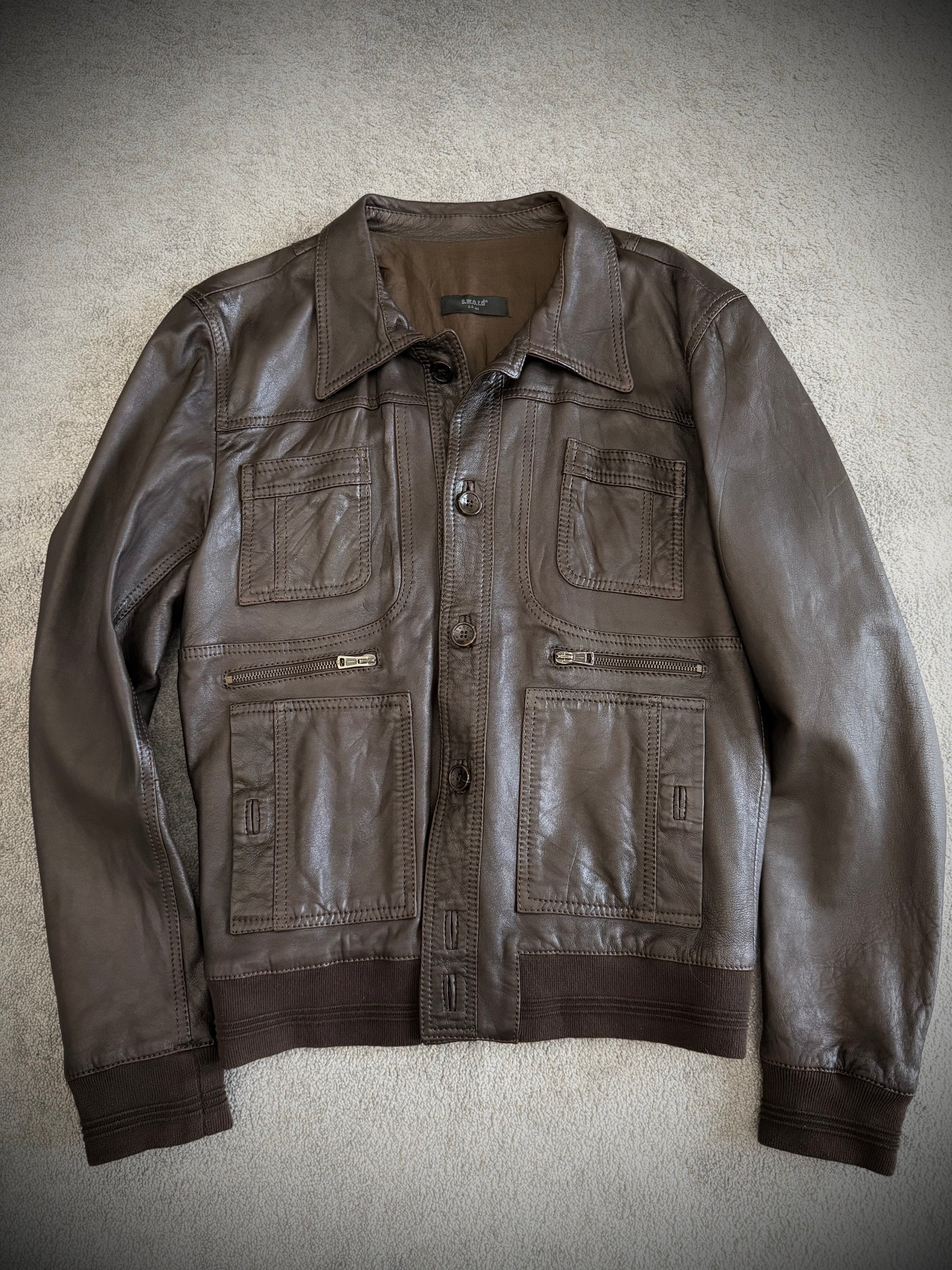 Sword Scar stitched leather jacket