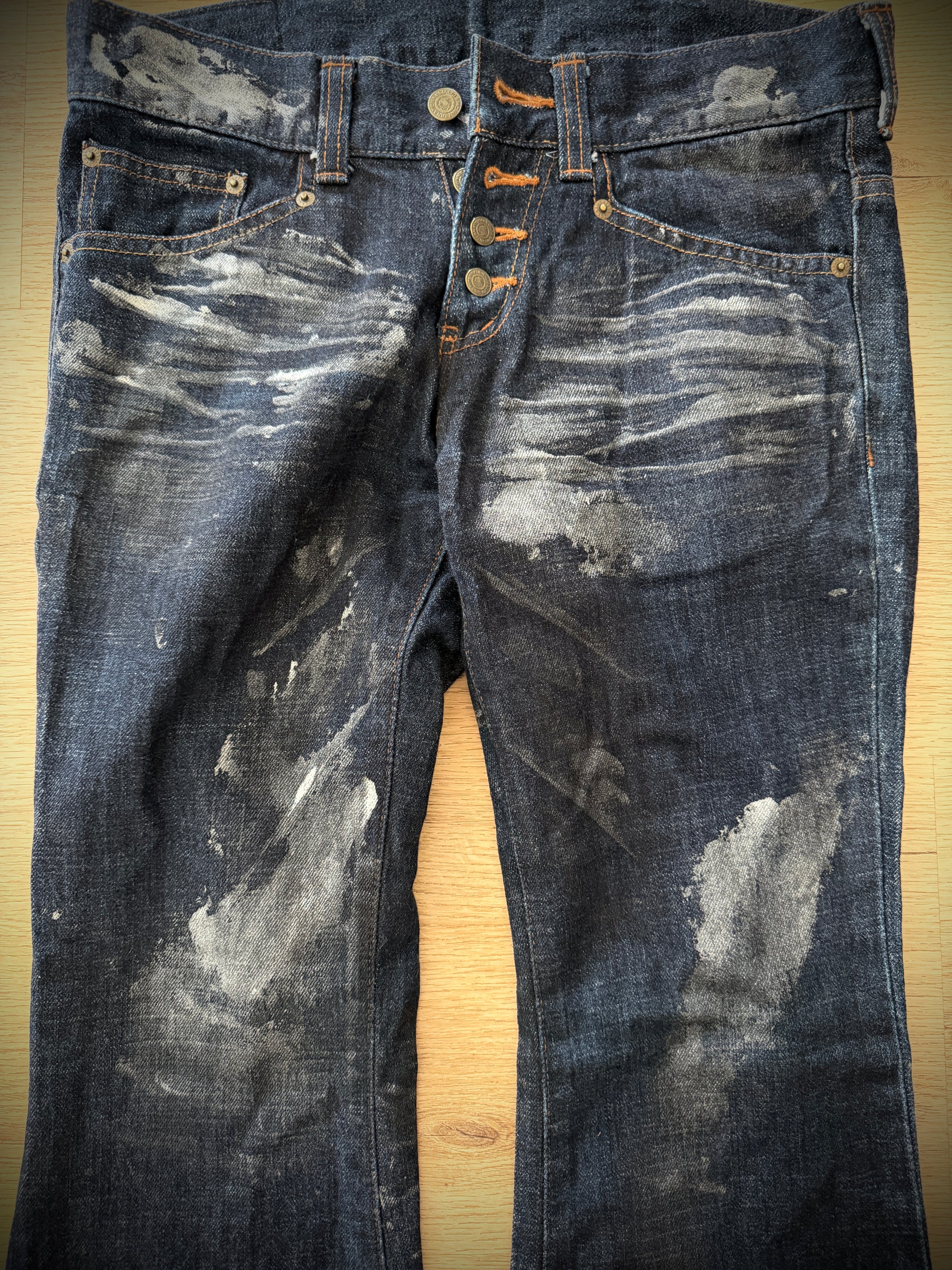 Tornado Mart Waxed Backlaced Bell Bottoms
