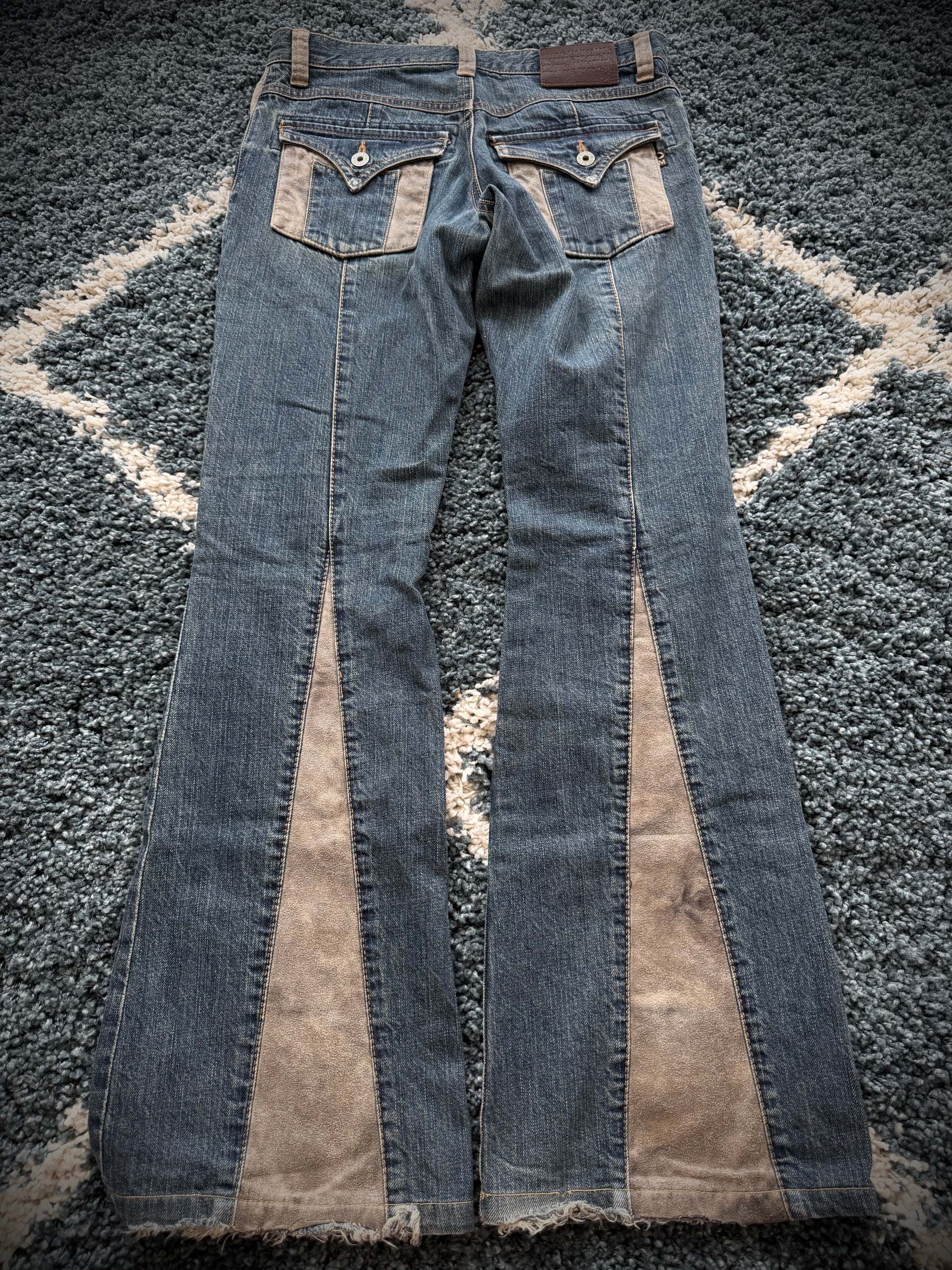 Morgan Homme Panel Leather Hybrid Flared Pants