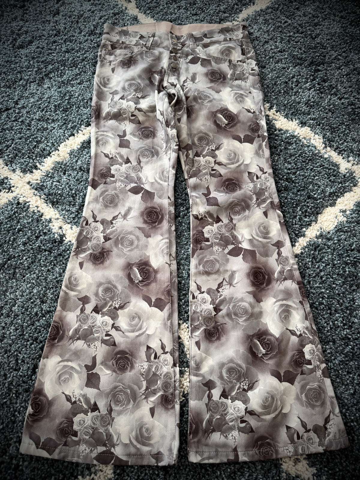 Tornado Mart Rose Velour Bell Bottom Pants