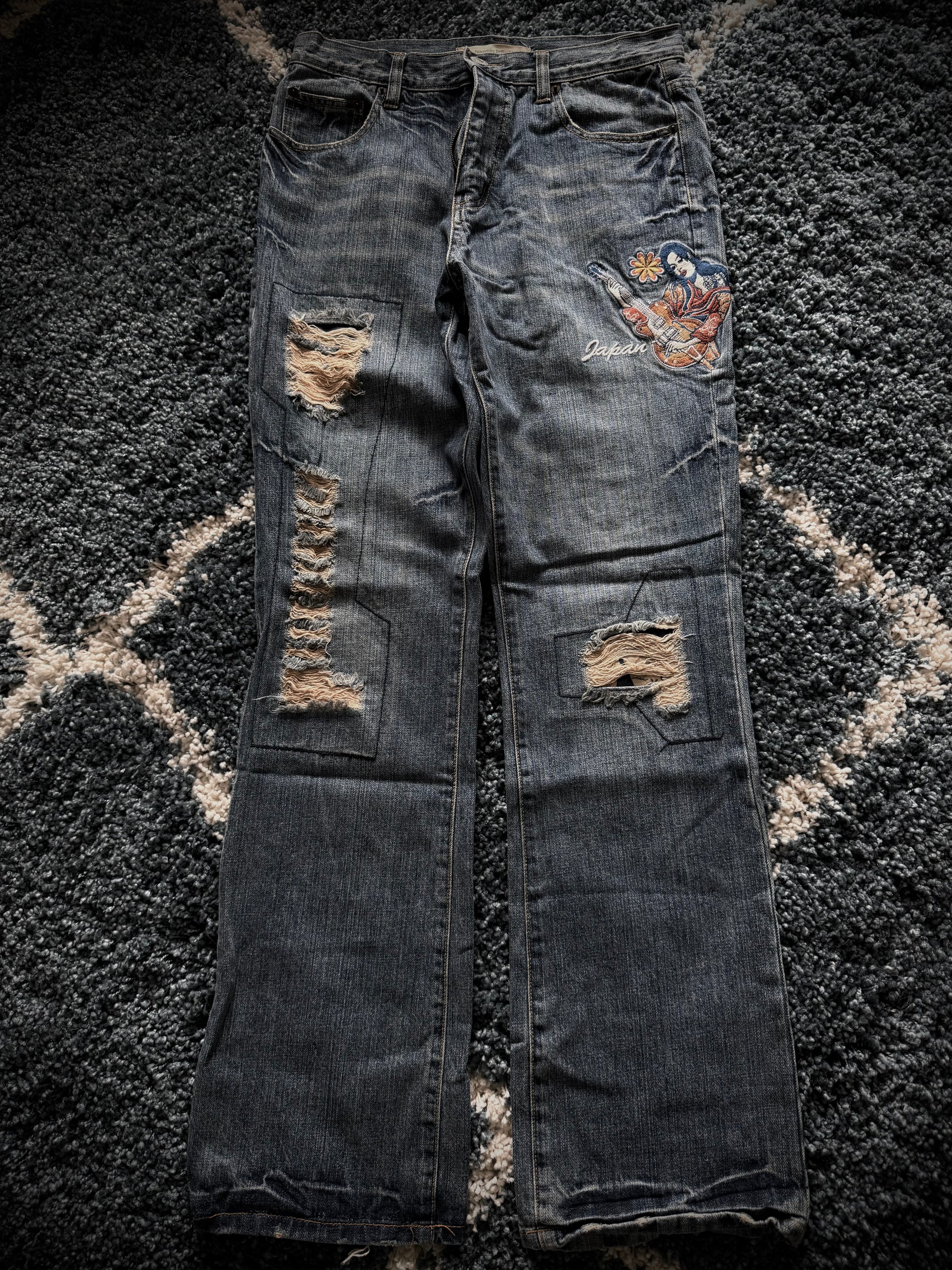 Noveu HOMME Japan distressed flared denim