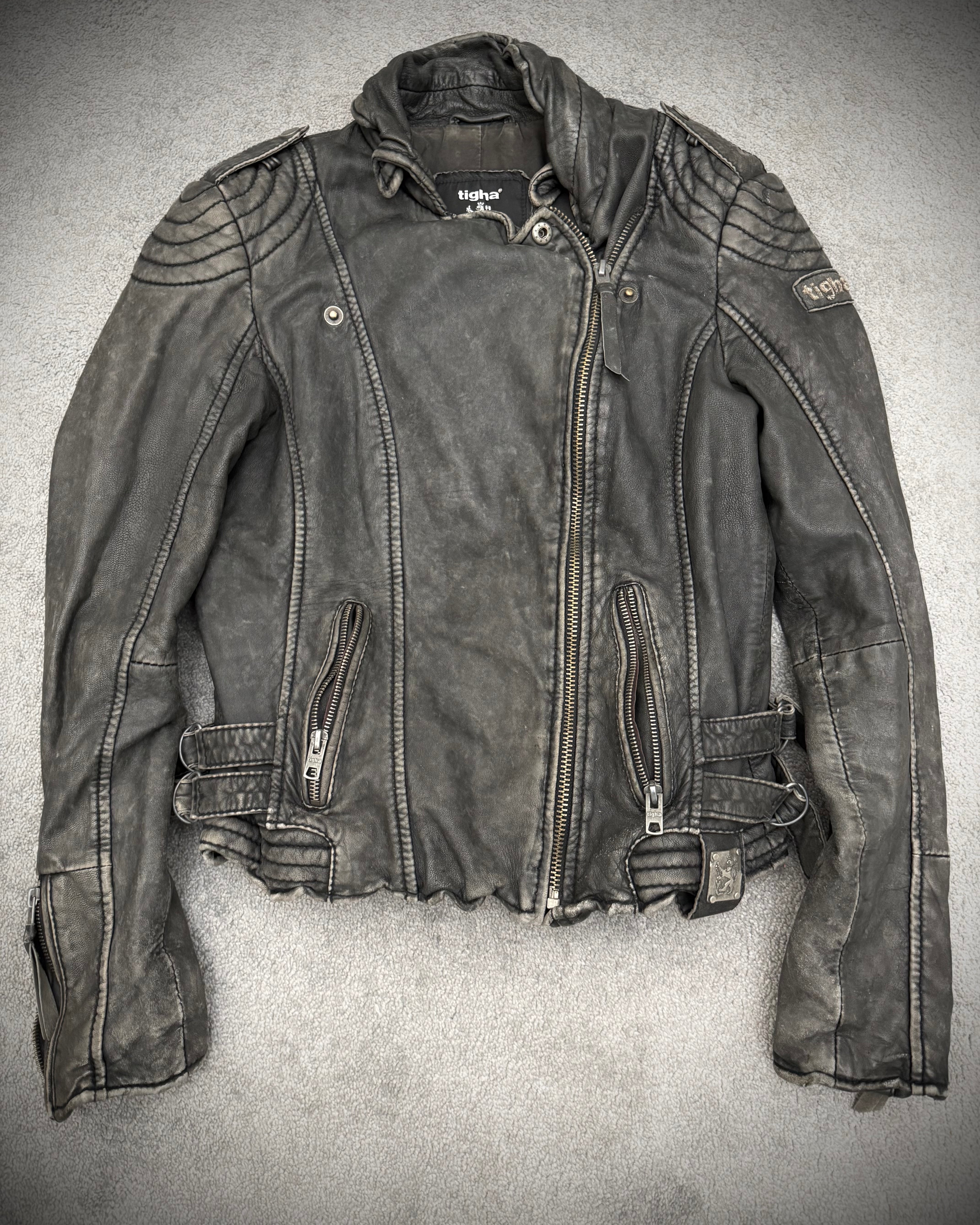 Tigha quilted asymetrical Leather Jacket