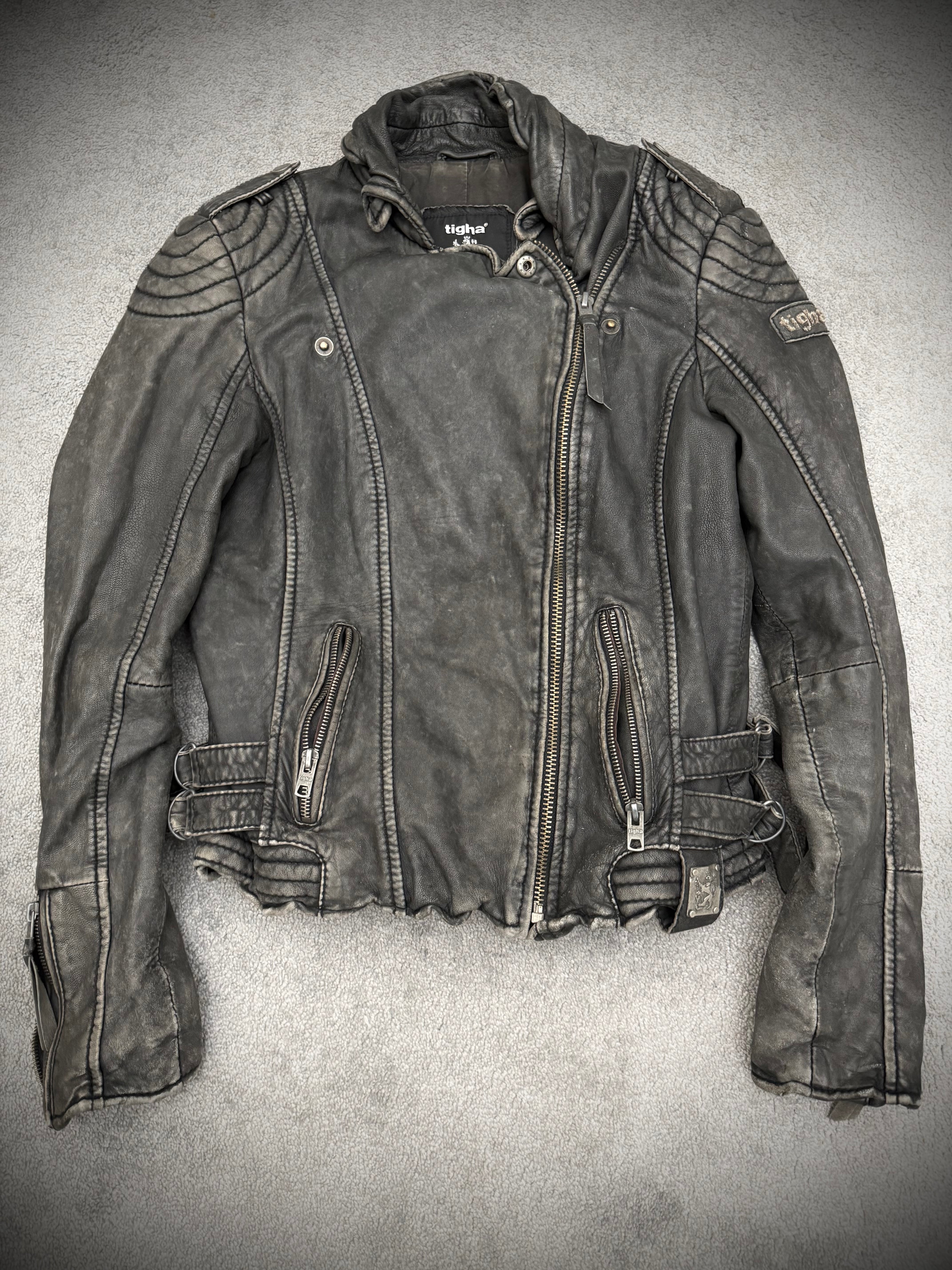 Tigha quilted asymetrical Leather Jacket